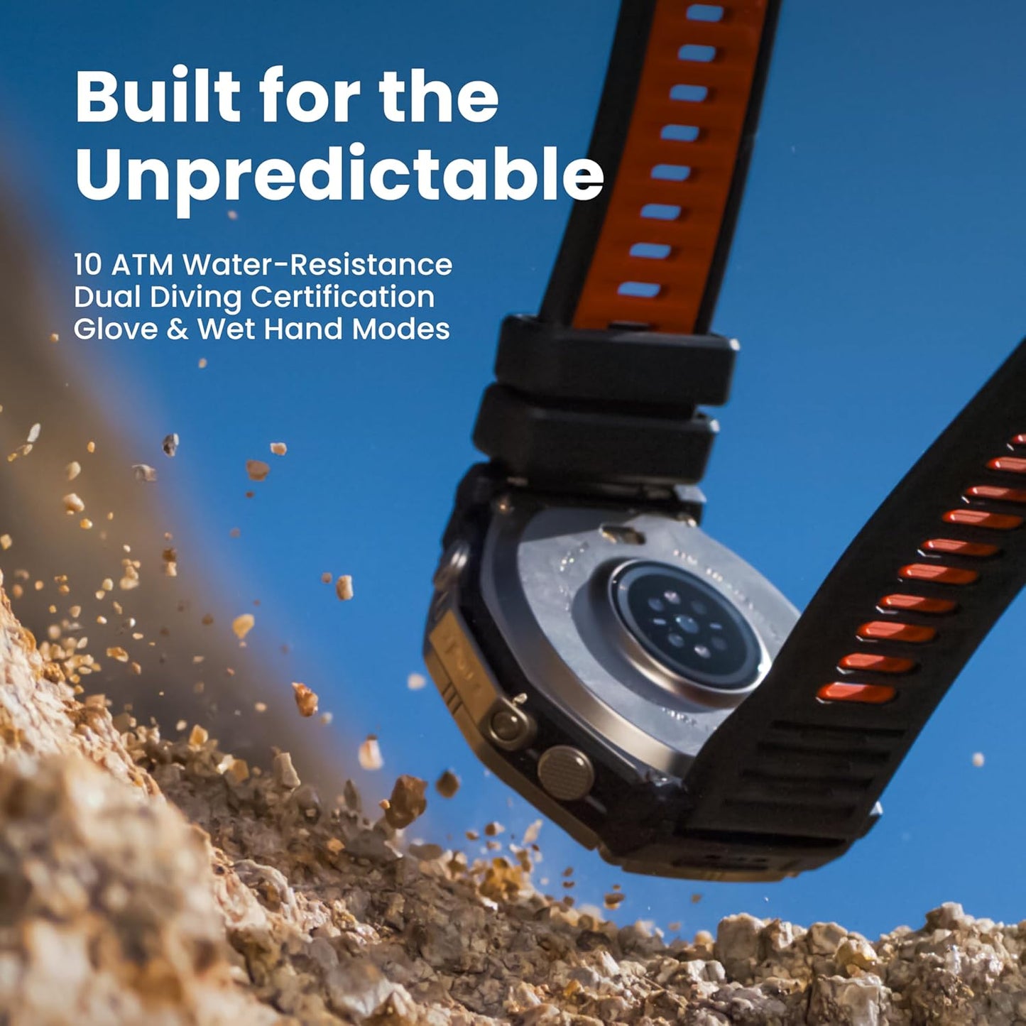 Amazfit T-Rex Ultra 2 Dual-Band GPS Outdoor Smartwatch, 51mm Ti Body, 1.5" Sapphire AMOLED Display, Flashlight, 30 Days of Battery, Offline Maps, 10 ATM, 180+ Sports Mode for Android & iPhone, Black