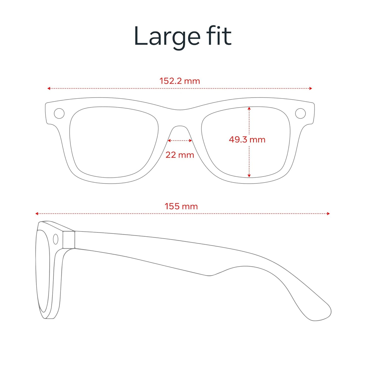 Ray-Ban Meta (Gen 2), Wayfarer Large, Matte Black | Smart AI Glasses for Men, Women — 2x Battery Life — 3K HD Resolution — 12 MP Ultra-Wide Camera, Audio, Video — Transitions® Grey Lenses