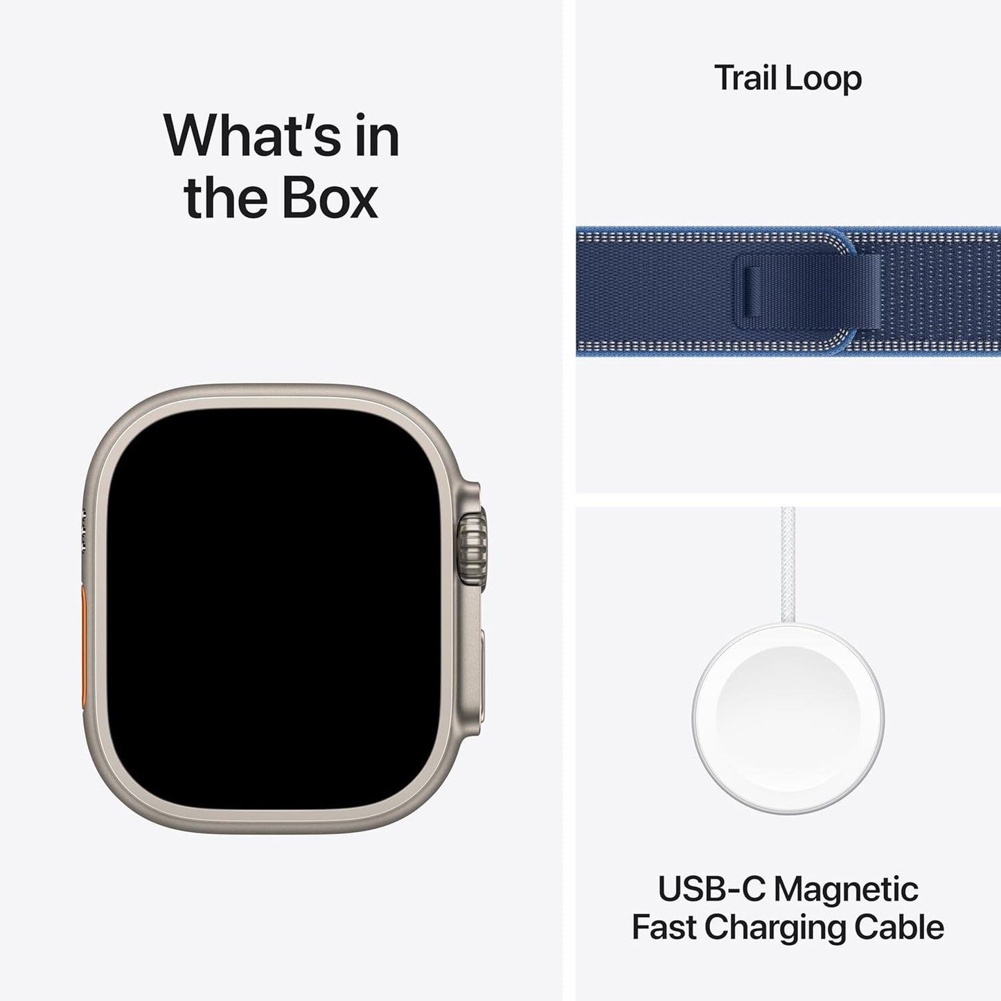 Apple Watch Ultra 3 GPS + Cellular 49mm Running & Multisport Smartwatch w/Rugged Titanium Case w/Blue/Bright Blue Trail Loop - M/L. Satellite Communications, Advanced Health & Fitness Tracking