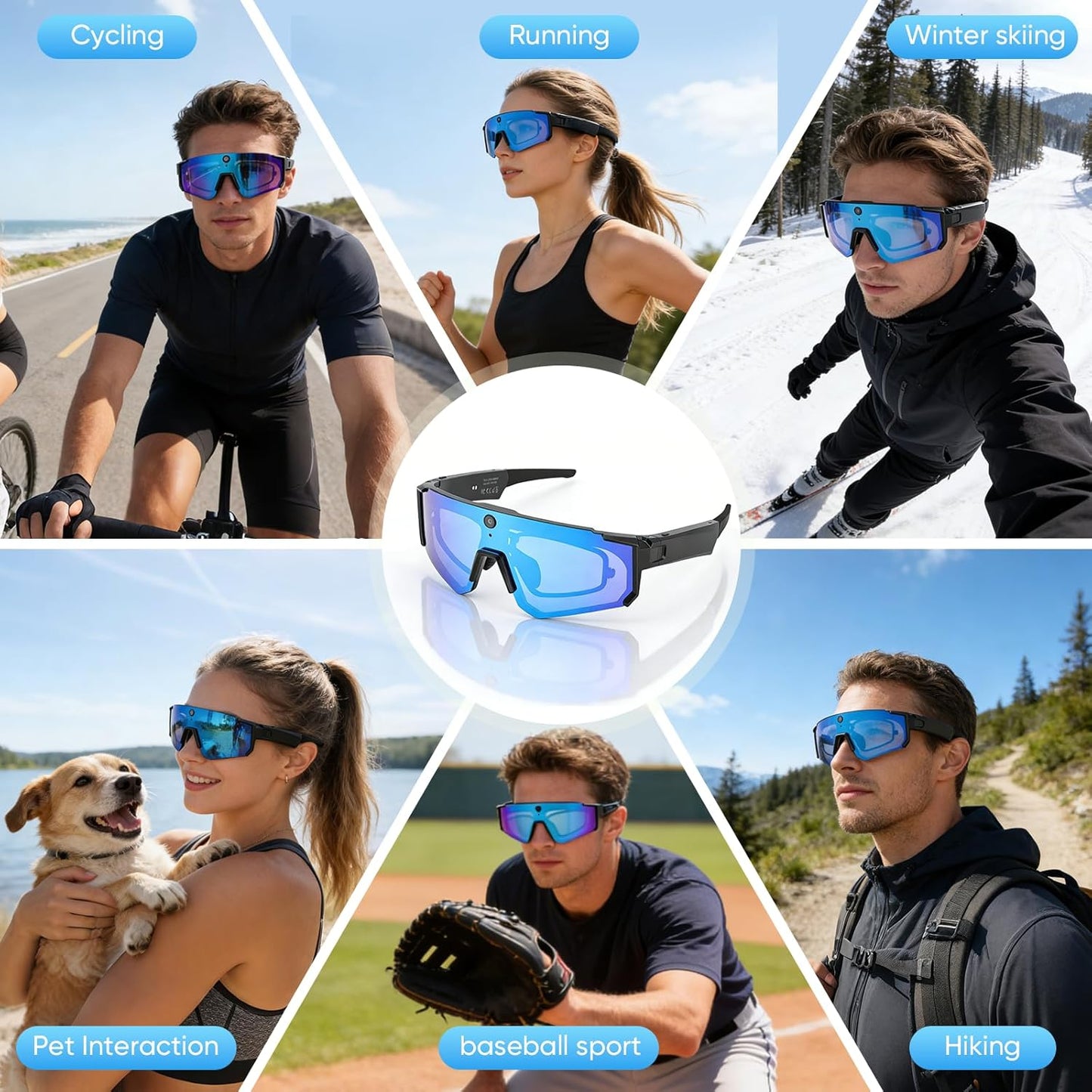 AI Smart Glasses with Camera 4K – Video Recording Glasses with EIS Stabilization, ChatGPT Enabled, IP66 Waterproof, Polarized Sports Sunglasses for Cycling, Outdoor Activities – Great Gift for Men