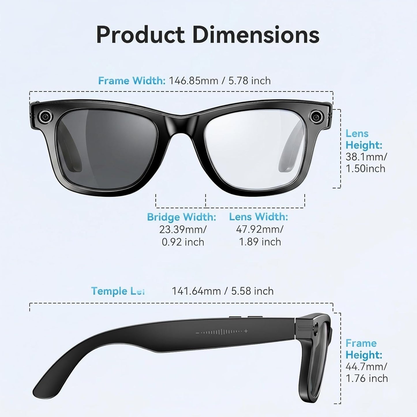 AI Smart Glasses for Men Women,8MP 2K HD Camera Glasses,AI Voice Control,AI Photo Recognition,Real-Time Translation,Smart Sunglasses with Bluetooth Call,IP67 Waterproof for Driving,Outdoor,+2 Lenses.