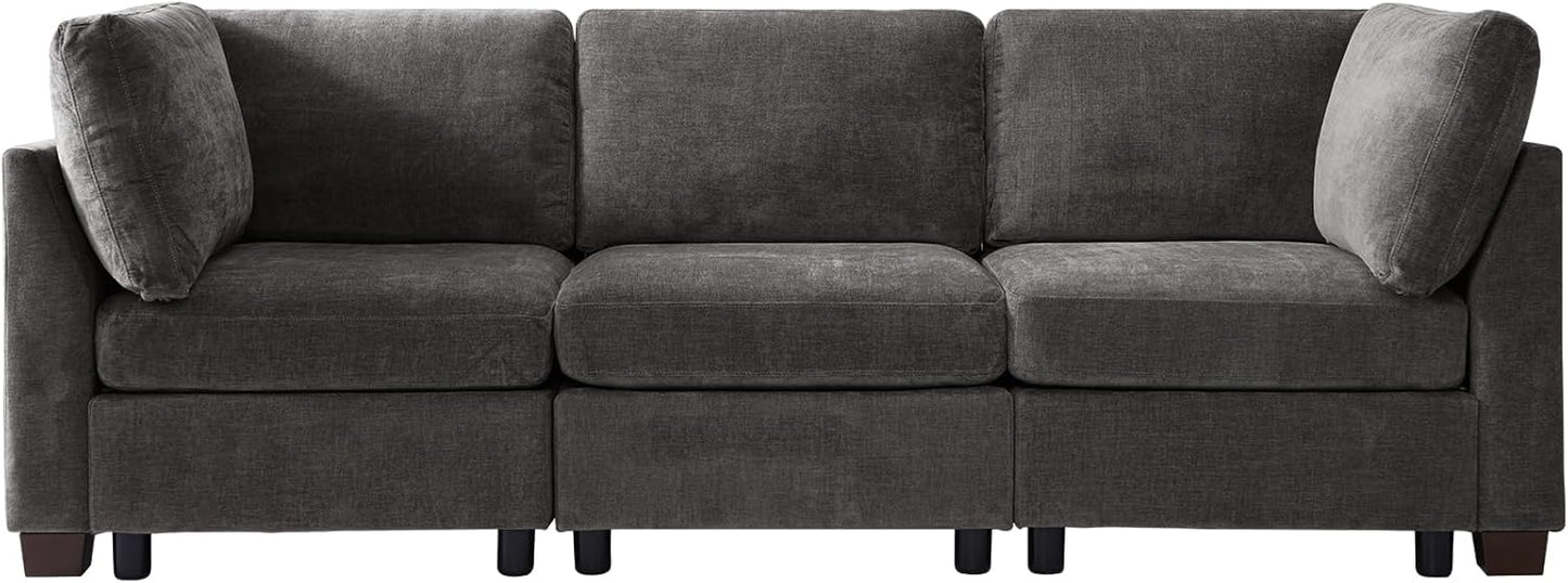 EDILLY 94 inches Oversized Modular Sectional Fabric Cloud Sofa Set, Extra Large L Shaped Couch Reversible Chaise Couch,3 Seat Modular Sofa,Grey