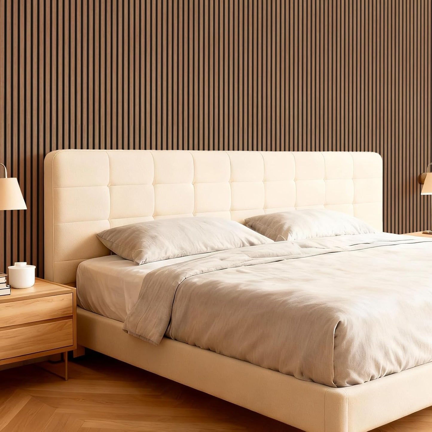 TONOR Wood Slatwall Panels, 4 Pack 47.2" x 23.6"/ 120 x60cm(31ft²) Acoustic Wall Panels, Wood Slat Acoustic Panels for Noise Cancelling and Decoration, Living Room, Bedroom, Office, Walnut