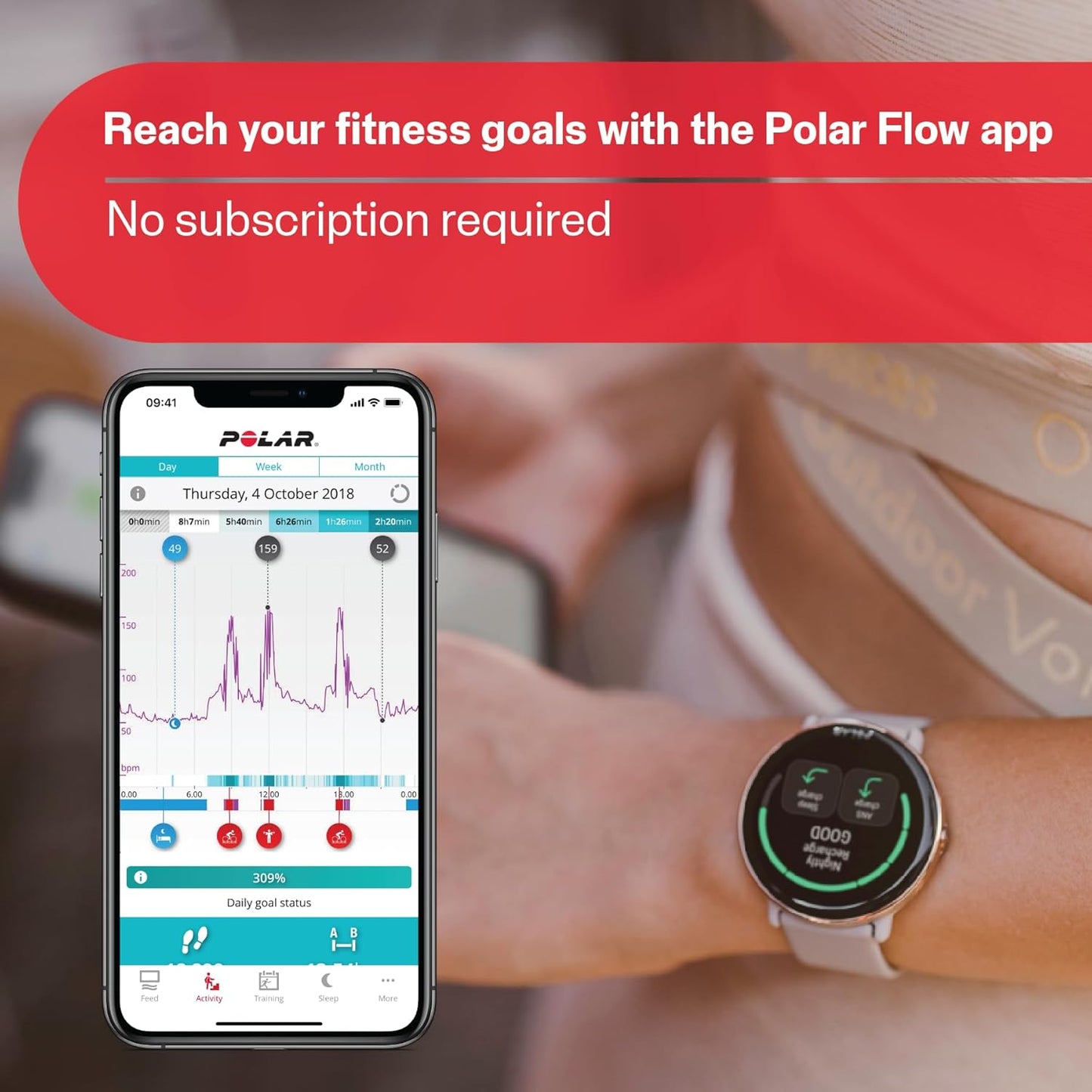 POLAR Ignite 2 Series Water Resistant Smartwatch with GPS, Heart Rate Monitoring, Sleep Analysis and Personalized Fitness Tracking, S-L, for Men or Women, Champagne/Gold
