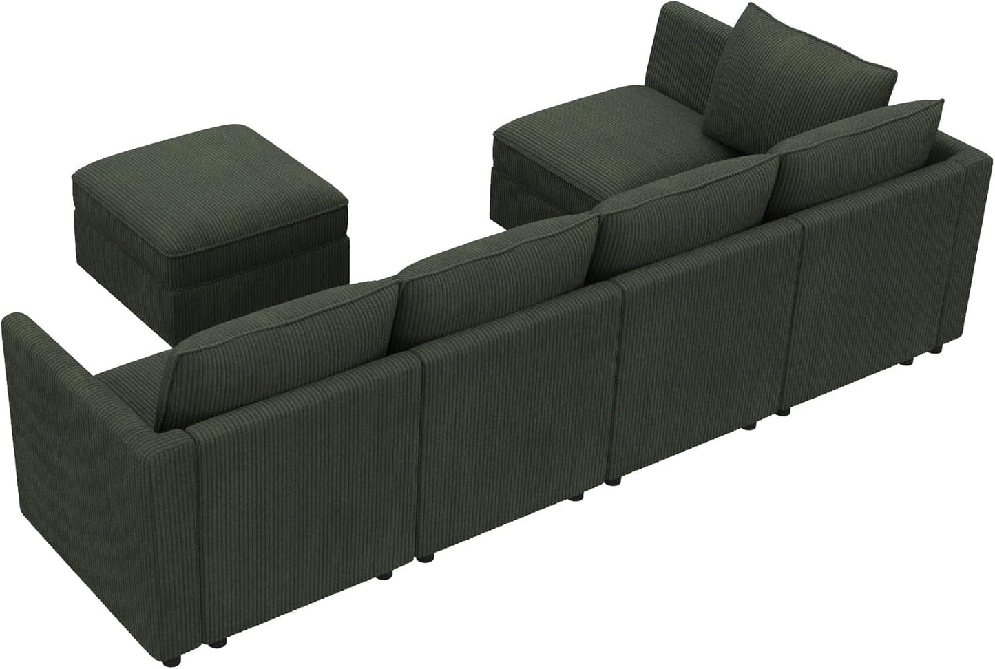 HONBAY Modular Sectional Sleeper Sofa Green Couch L Shaped Sectional Sofa with Storage, Convertible Couches for Living Room - Green