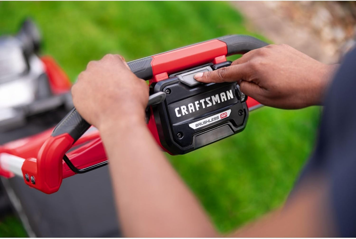 CRAFTSMAN V20 BRUSHLESS RP 21 in Rear Wheel Driver Mower, 2 x 9Ah Batteries and 2 Chargers Included, Up to 70 Min of Runtime, Self-Propelled, LED Headlights, Dual Blades (CMCMWSP320X2)