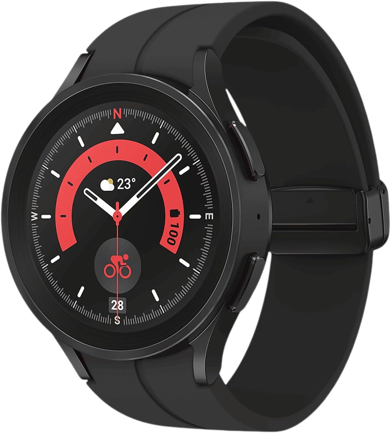 Samsung Galaxy Watch 5 Pro 45mm Bluetooth Smartwatch, Body, Health, Fitness, Sleep, Heart Rate Tracker, Improved Battery, Sapphire Crystal Glass, GPS Route Tracking, Titanium Frame, US Version, Black