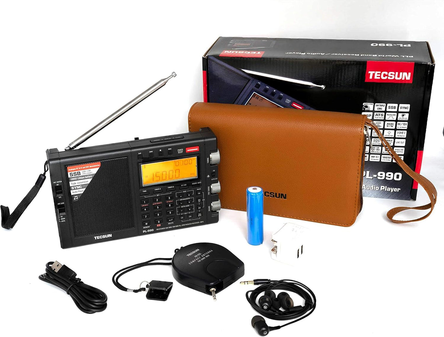 Tecsun PL990 Digital Worldband AM/FM Shortwave Longwave Radio with Single Side Band Reception & MP3 Player, Matte Black