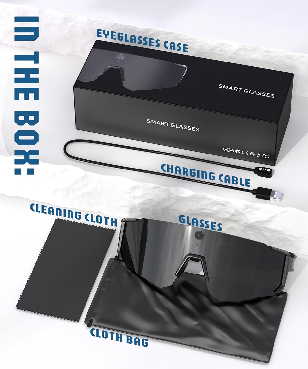 AI Ultra Pro Smart Glasses: 4K Wearable Camera with 6-Axis EIS Stabilization, ChatGPT-4o Voice Assistant, IP66 Waterproof Sport Sunglasses, Dual-Mic ENC Noise Cancelling, Obsidian Gray