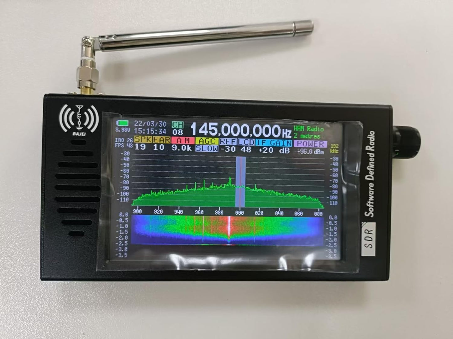 Portable DSP SDR Radio Receiver 4.3 Inch Touchscreen 100KHz-149MHz Full Bands, FM, SSB, CW, HAM Radio with Waterfall Display