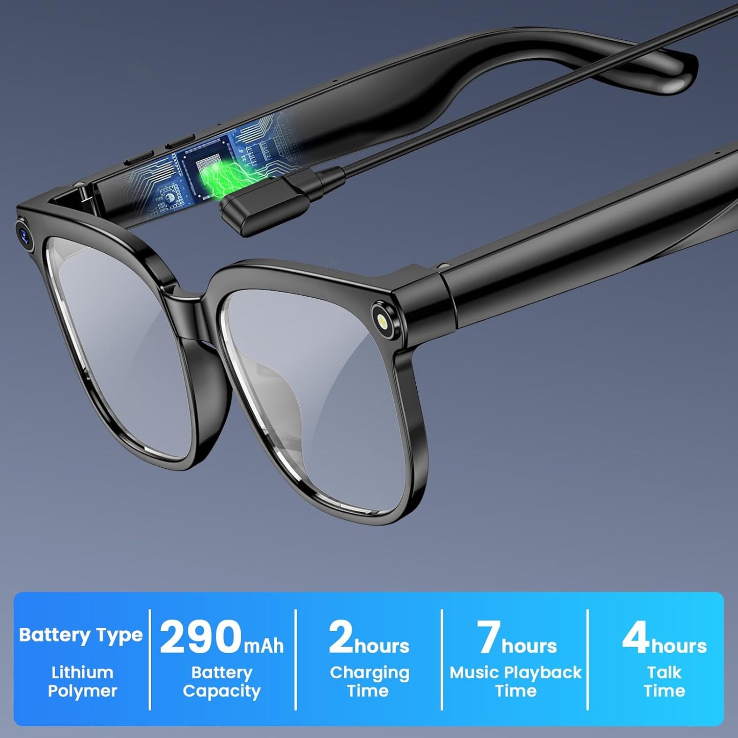 Hwagol Smart Glasses with Camera, 8MP HD Photo and Video Recording,AI Glasses with Real-Time Translation/Object Recognition/AI Voice Q&A/Recording, Calls and Music,UV & Blue Light Protection