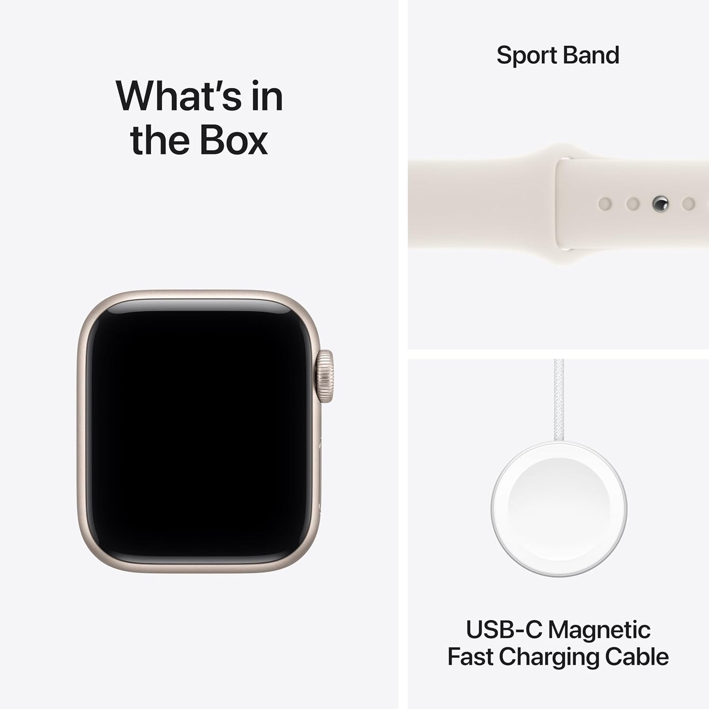 Apple Watch SE 3 GPS 40mm Smartwatch with Starlight Aluminum Case with Starlight Sport Band - S/M. Fitness and Sleep Trackers, Heart Rate Monitor, Always-On Display, Water Resistant