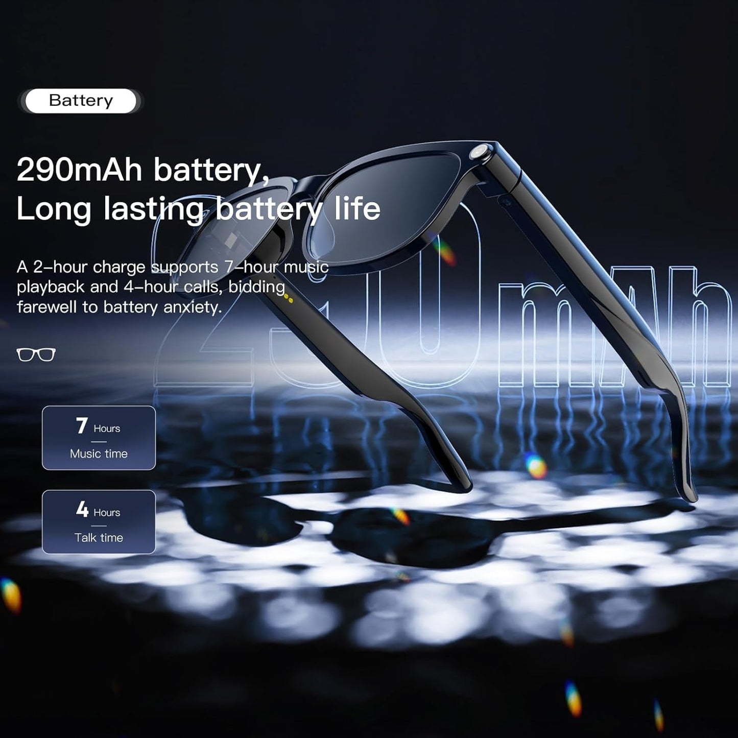 Smart Glasses with Camera, 4K HD Video & Photo Capture Recording Glasses with Audio, AI ChatGPT Assistant, Real-Time Translation Bluetooth Camera Sunglasses, Voice Control Smart Glasses for Men Women