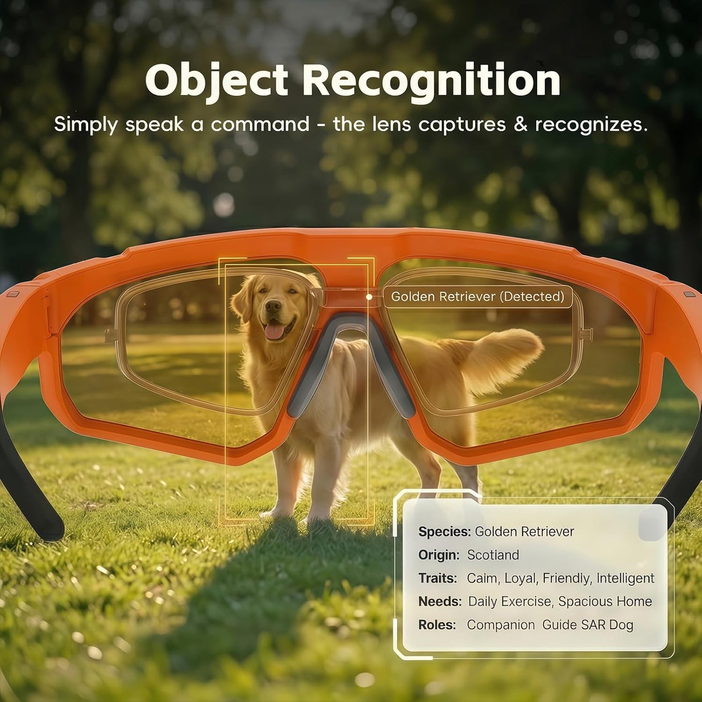 Sport AI Smart Sunglasses with 4K POV Camera — Audio & Video, Real-Time Translation, AI Voice Assistant, Internal Storage, Unisex for Cycling & Outdoor Sports (Orange/Tangerine)