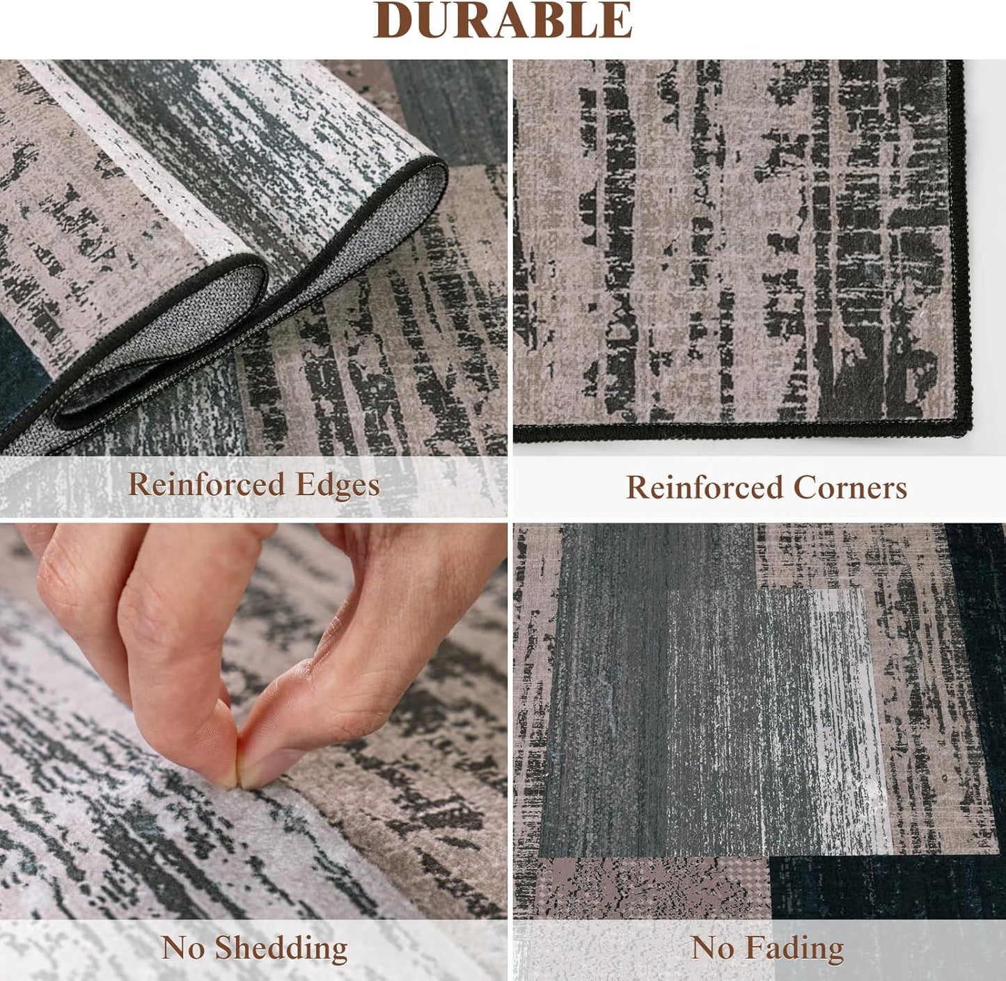 LIANLAM 8x10 Washable Area Rugs for Living Room and Bedroom, Checkered Pattern Non-Slip Carpet, Stain Resistant Low Pile Soft Rug for Dining Room,Office,Nursery,Kids Room(8x10,Chocolate)