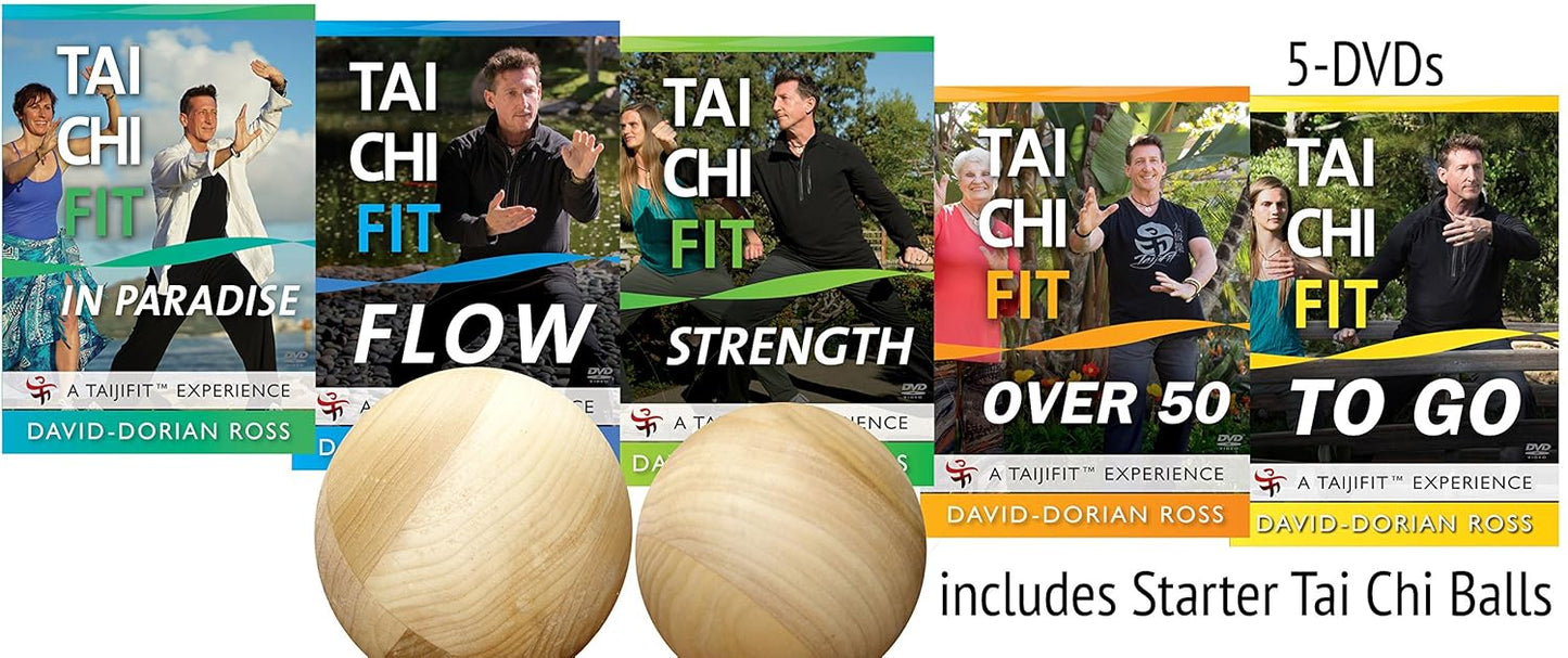 Bundle: Complete Tai Chi Fit 5-DVD Set with Tai Chi Balls by David-Dorian Ross (YMAA fitness) **Bestselling DVD Tai Chi Series** Flow, Strength, To Go, Over 50, Paradise
