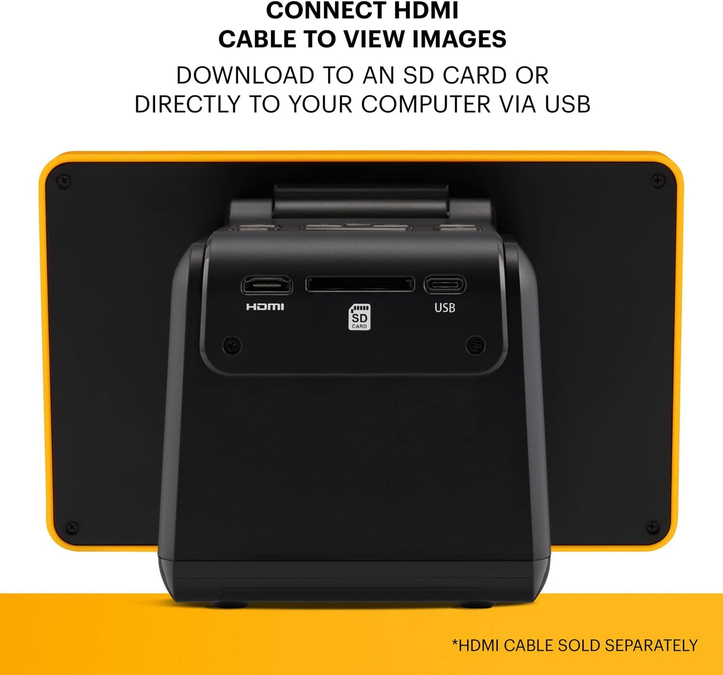KODAK Slide N Scan Max Digital Film Scanner - Black/Yellow - Tiltable 7-Inch LCD with Gallery Mode & Photo Scanner Preview - Quick-Feed Tray for Slide Digitizer