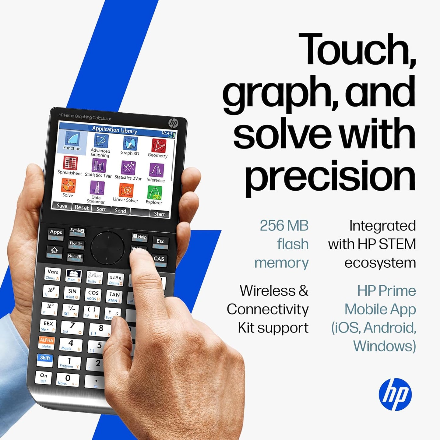 HP Prime G2 Graphing Calculator – Multi-Touch 3.5" Color Display CAS Exam Approved SAT/AP/IB Scientific Calculator for School, Highschool, College Students – Programmable, 256MB, Includes Case + Cloth