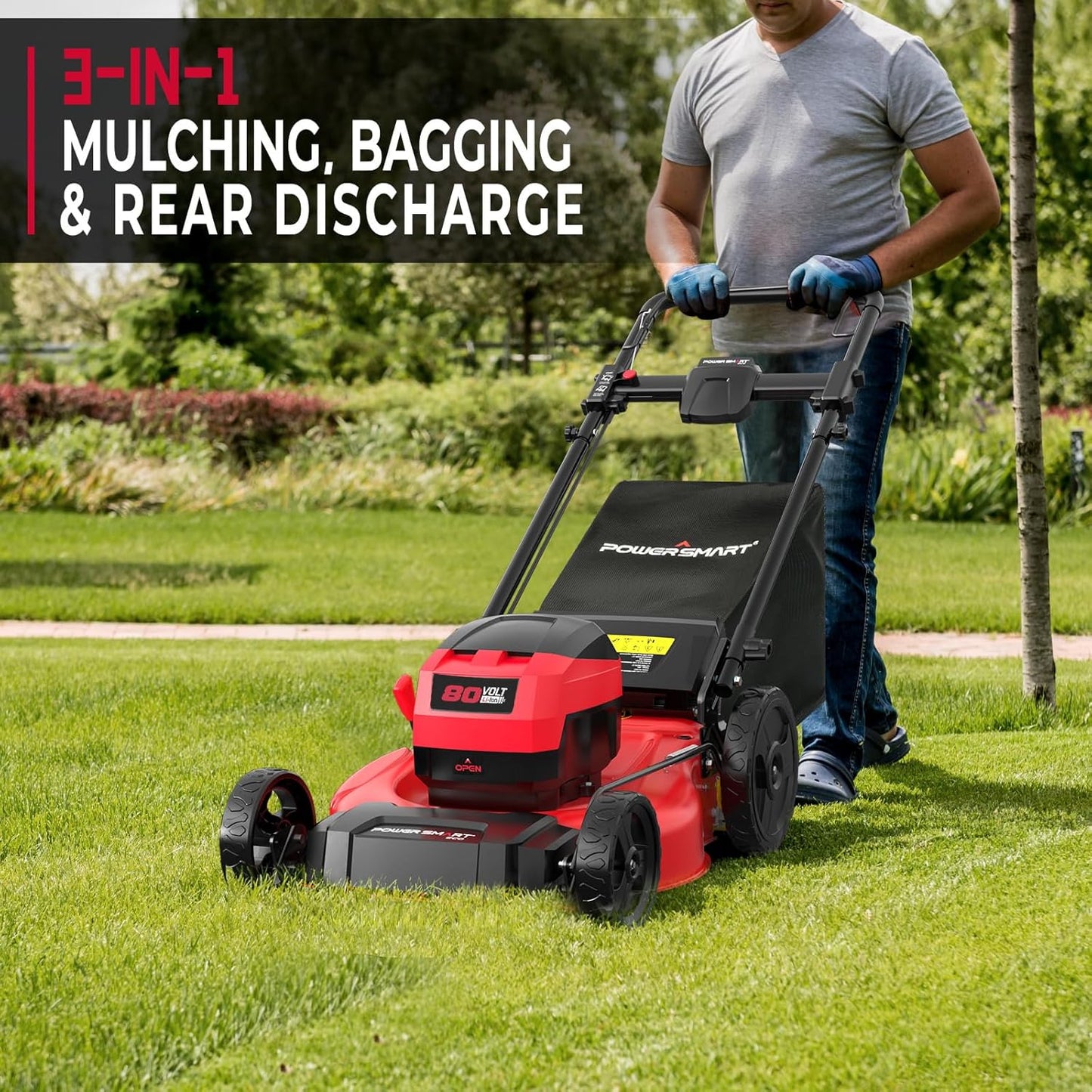 Powersmart 80V 21" Brushless Cordless Lawn Mower (Push) Battery Lawn Mower with 6.0Ah Battery and Charger 2026 Version