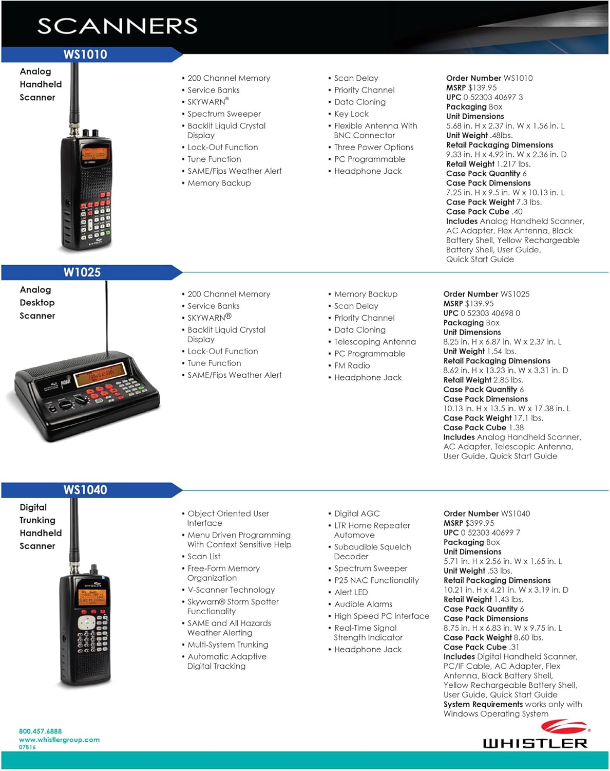 Whistler WS1010 Analog Handheld Scanner – 400 Channels, Skywarn, Same Weather Alerts, Spectrum Sweeper, PC Programmable, Service Banks for Police, Fire, Marine, Air & Ham – Black
