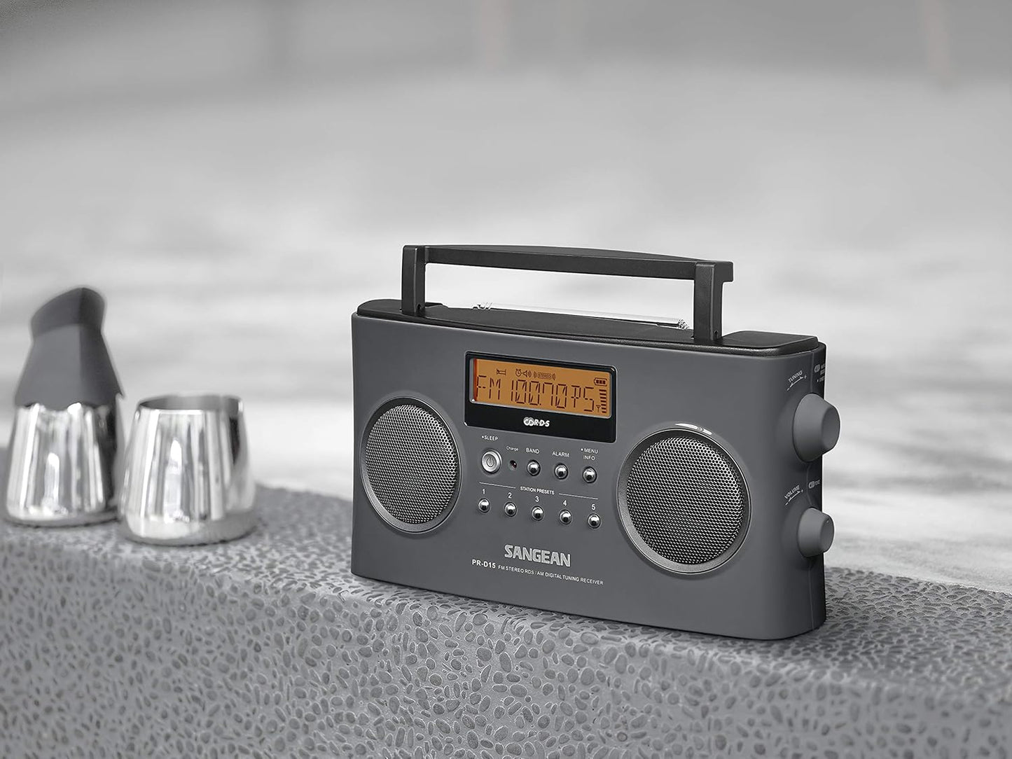 Sangean PR-D15 Digital Portable Stereo RDS Receiver Gray