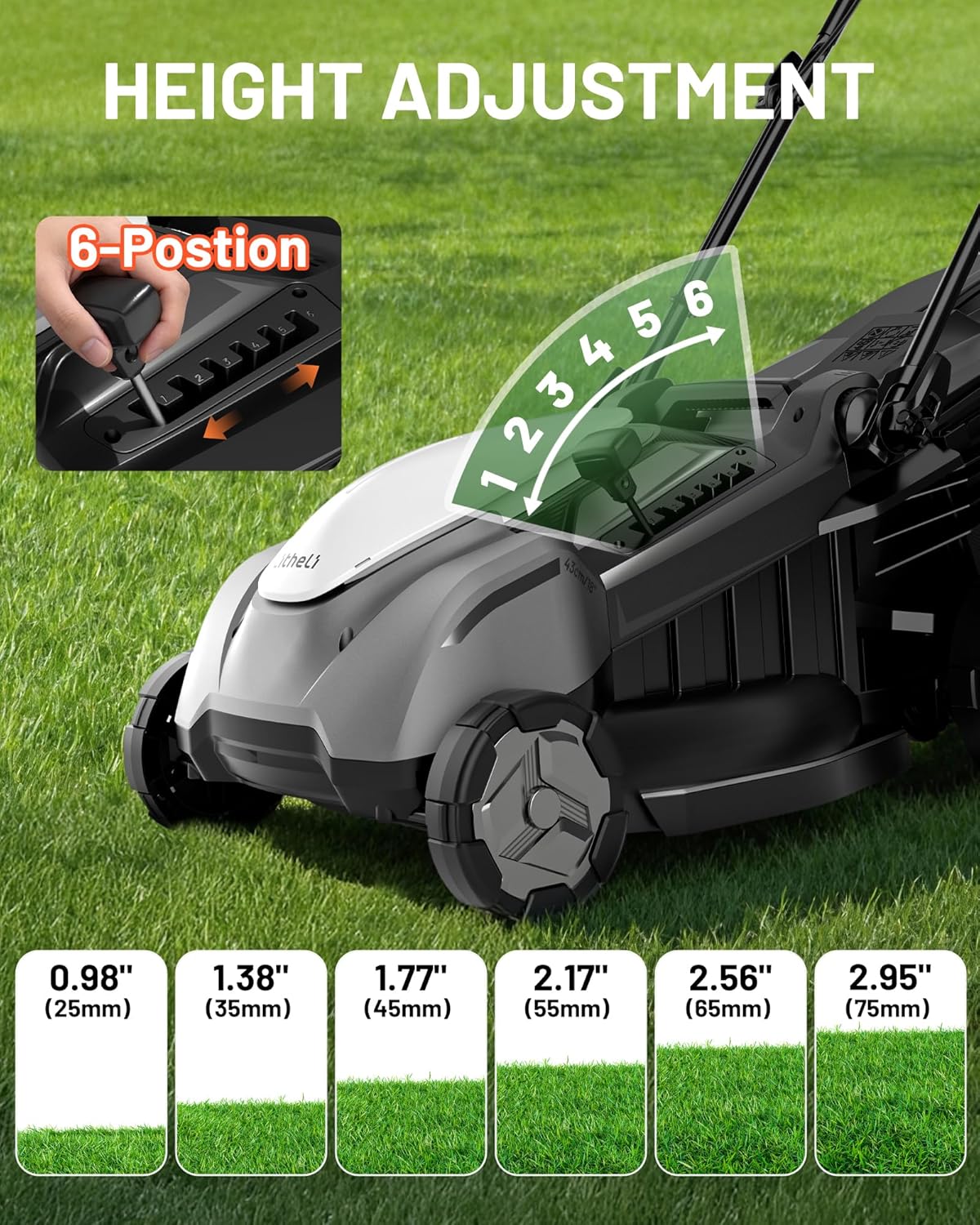 Litheli 18" 40V Self-Propelled (Push) Lawn Mower, 2 x 5.0Ah Batteries Cordless Lawn Mower, Brushless Motor, 2-in-1 Mulching & Bagging, Electric Mower for Small to Medium Yards