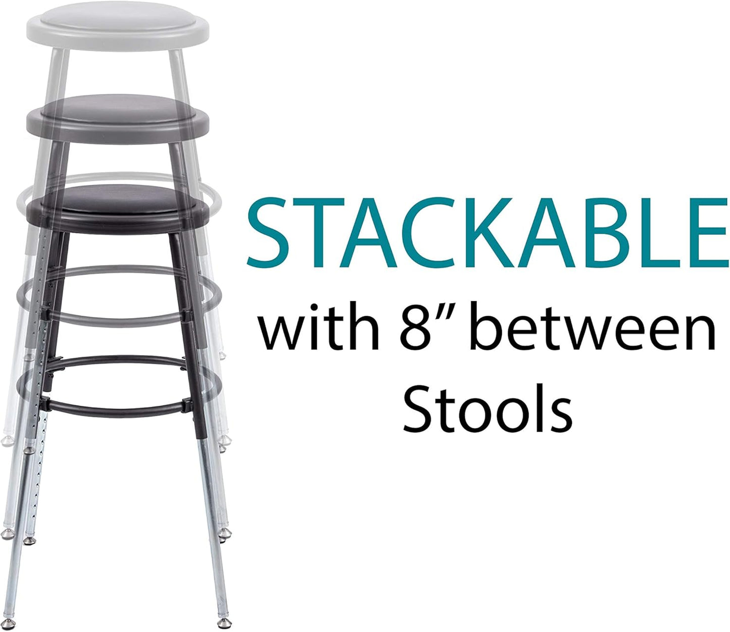 Stand Up Desk Store Stackable Adjustable-Height Classroom Office Workstation Stool (Black)