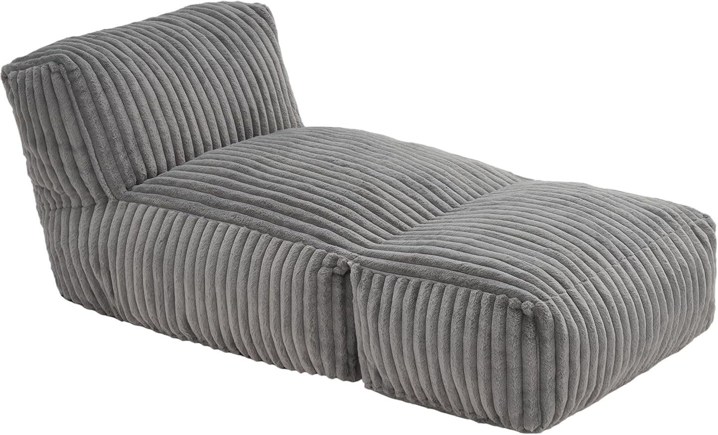 Hobestluk Big Bean Bag Lounger Chairs Large Beanbag Chair for Adults Bean Bag Sofa with Memory Foam Filled for Living Room, Bedroom or Balcony (Stripe Grey)