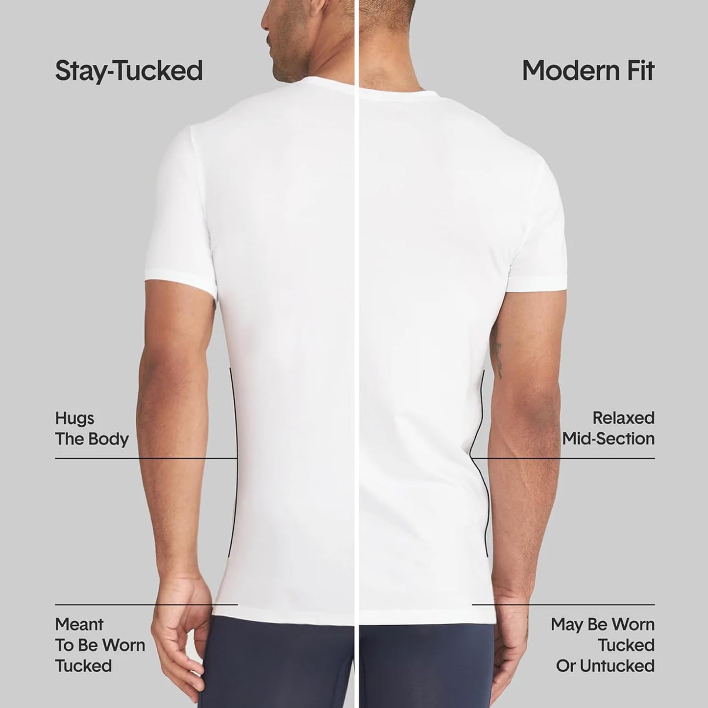 Tommy John Men's High V Neck Undershirt, Second Skin Fabric, Slim Fit T-Shirt with Stay Tuck Design