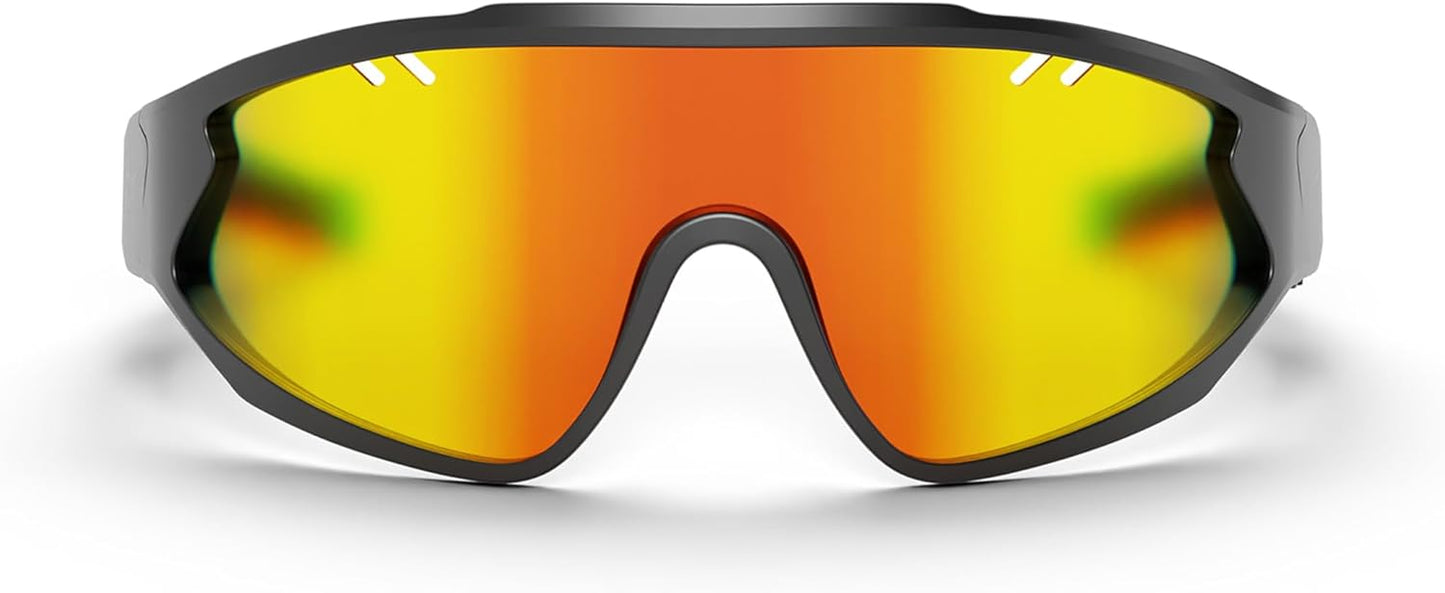 Reebok Voltage Smart Audio Sunglasses, Red Mirror Polarized Lens, Unisex, HiFi Bluetooth Sport Glasses with UV Protection - Powered by Lucyd