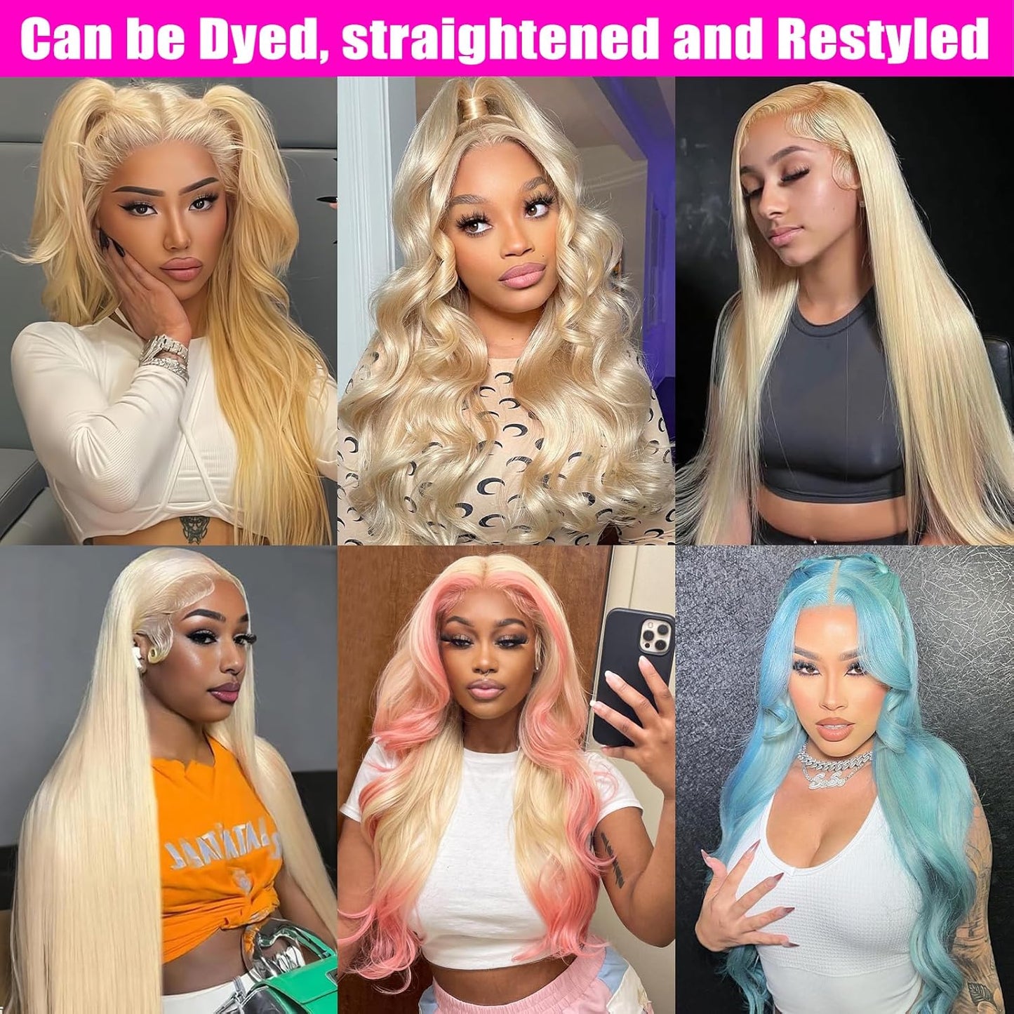 613 Body Wave Blonde Bundles Human Hair 18 20 22Inch 3 Bundles Human Blonde Hair Extensions .100% Real 14A Brazilian Virgin Raw Easy to Dye No Synthetic Blend No Tangle No Shedding 3X-Lifespan