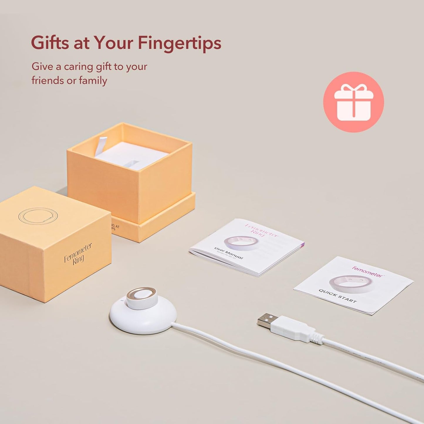 femometer Ring Gen1 for Fertility and Ovulation Tracking - Size First Sizing Kit - App Auto-Sync - Period & BBT Tracker - Sleep Analysis for Women - Rechargeable & Waterproof Size9