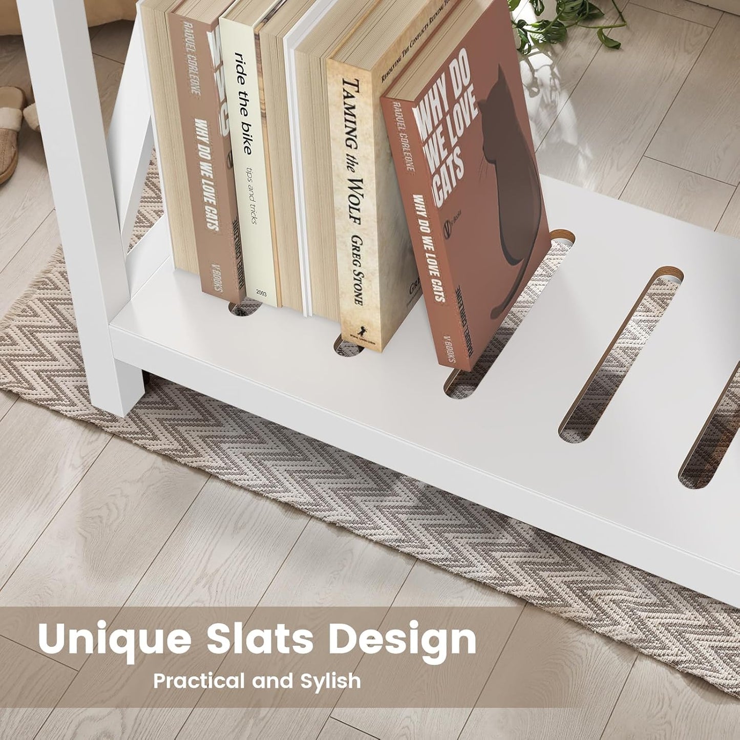 Hadulcet Farmhouse End Tables Living Room Set of 2, Narrow Side Table with Charging Station, Slim Nightstand for Small Space, Skinny Bedside Table, Sofa Side Table with Storage Shelf, White & Brown