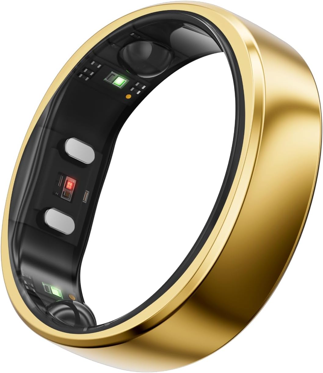 RingConn Gen 2, World's First Smart Ring with Sleep Apnea Monitoring, No APP Subscription, 12-Day Battery Life, Stress/Heart Rate/Women's Health Tracker, Android & iOS Compatible (Gold, Size 8)