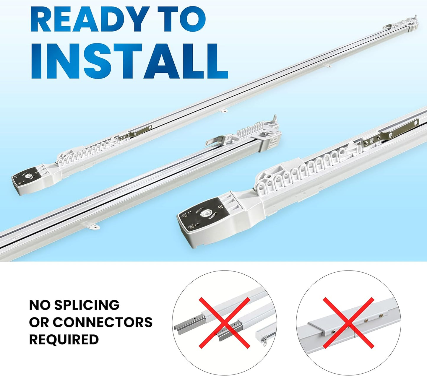 Osprey.Life Smart Motorized Curtain Track, 71-130in, No-Cut Adjustable Electric Rail, ~33dB Quiet Motor, Remote & App Control, Alexa, Google Assistant & Siri, Ceiling/Wall Mount (Center Opening)