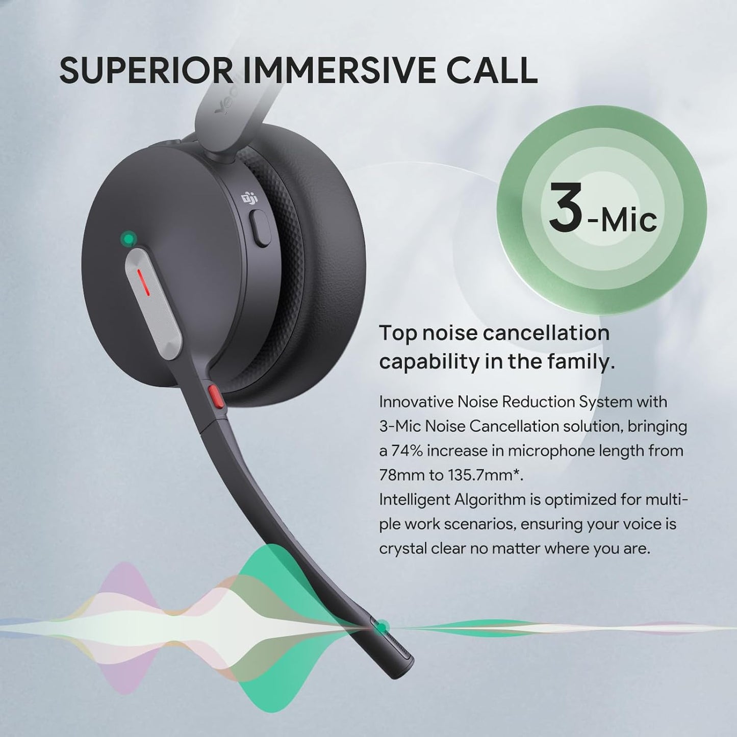 Yealink BH70 Mono Wireless Bluetooth Headset with Microphone for Work, up to 35h Talking, Native Bluetooth via Microsoft Teams Certified, Compatible with Cisco Webex & Jabber, Zoom, Google Meeting