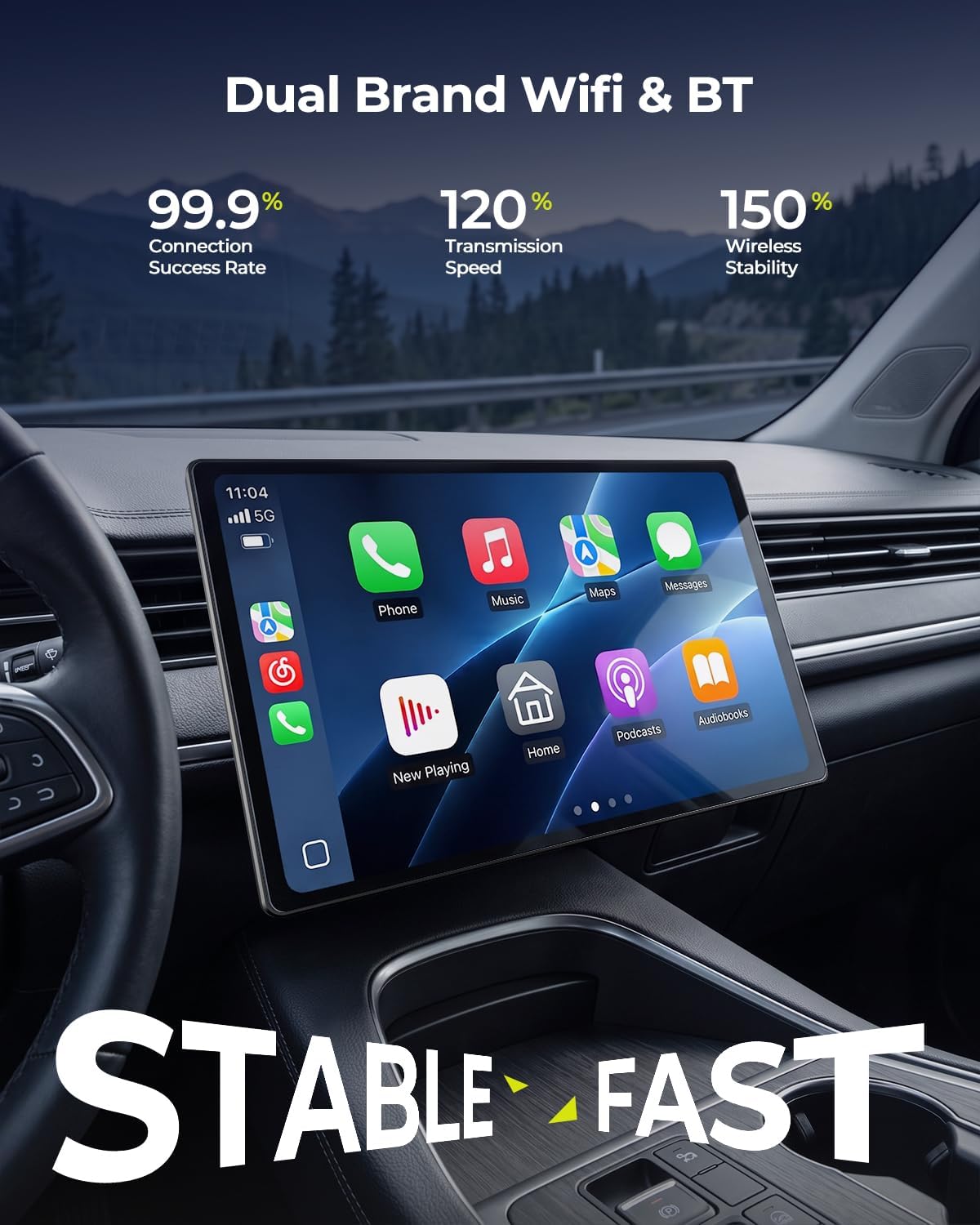 LAMTTO Extra Large 11 Inch Carplay Screen for Car, Built-in YouTube/TikTok Entertainment Video APPs, Backup Camera, Wireless Car Play and Android Auto Screen with Navigation/Voice Assistant/OTA Update