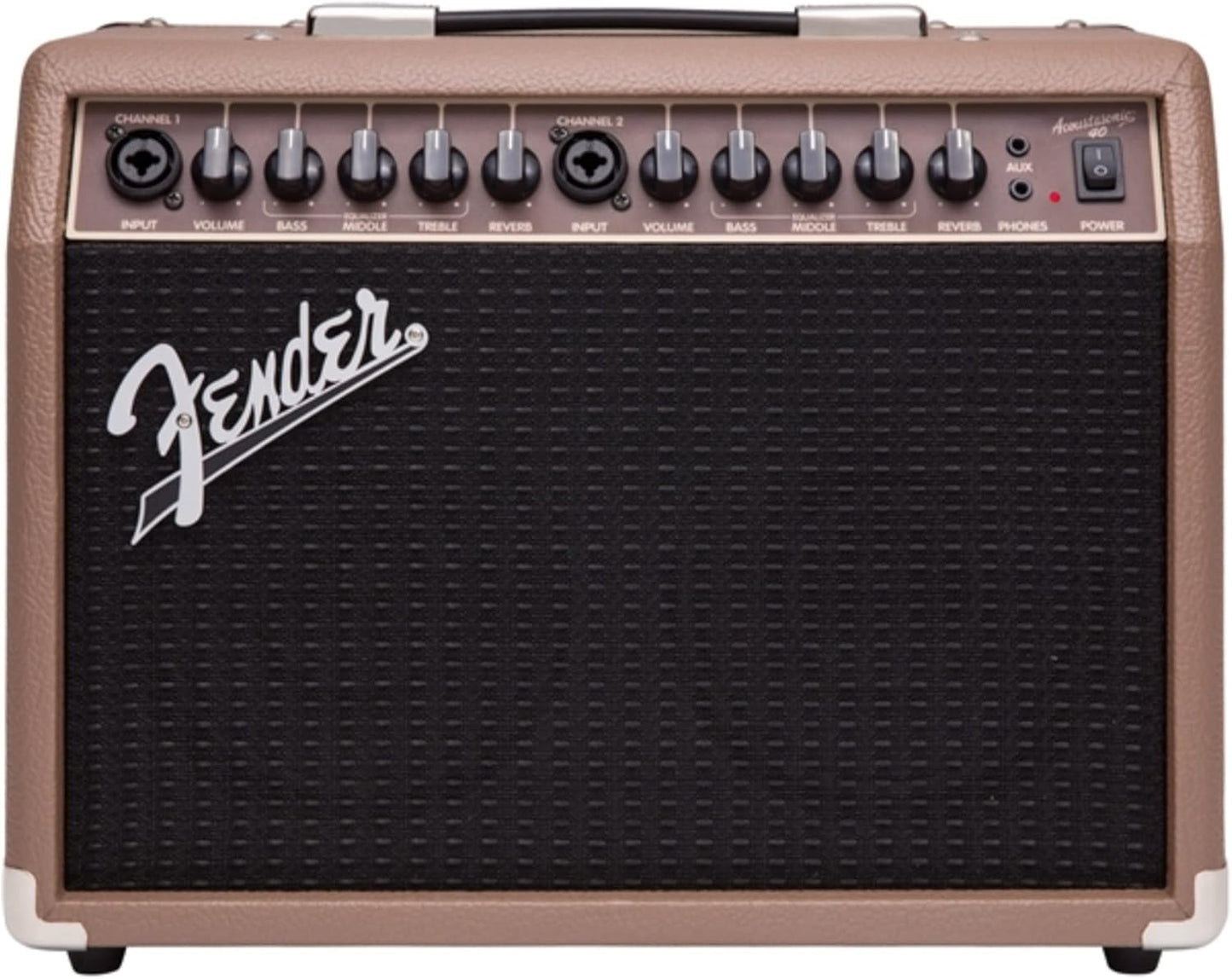 Fender Acoustasonic Guitar Amp for Acoustic Guitar, 40 Watts, with 2-Year Warranty 2x6.5 Inch Speakers, Chorus Effect, Dual Front-panel Inputs, 9.8Dx17.6Wx15.5H Inches, Brown/Wheat