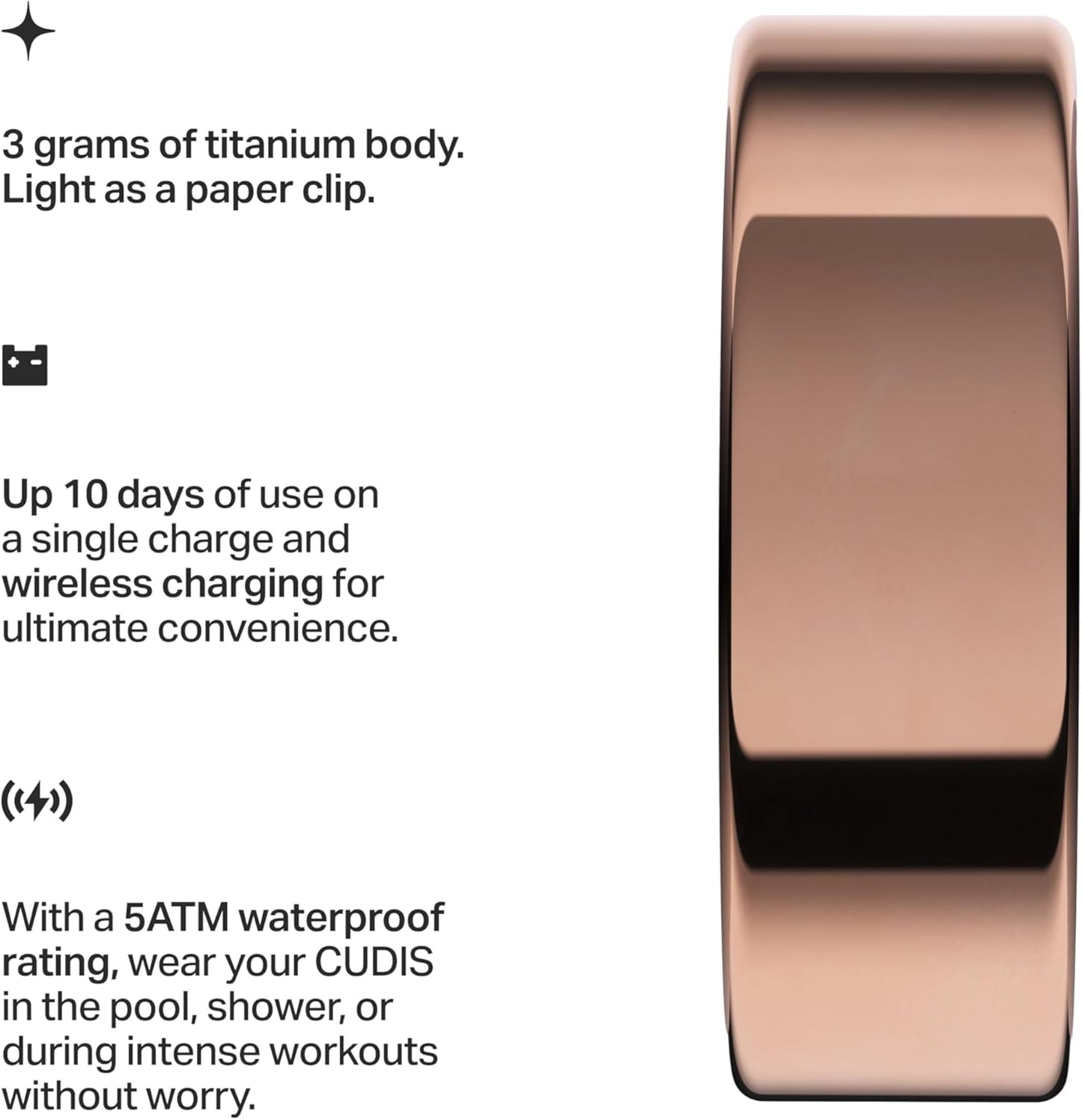 002 - AI Smart Ring, No Subscription Fee, 10-Day Battery Life, Sleep/Sport/Stress/Heart Rate/HRV/Blood Oxygen/Women's Health/Biological Age Tracker, Titanium, 5ATM Waterproof (Rose Gold, 7)