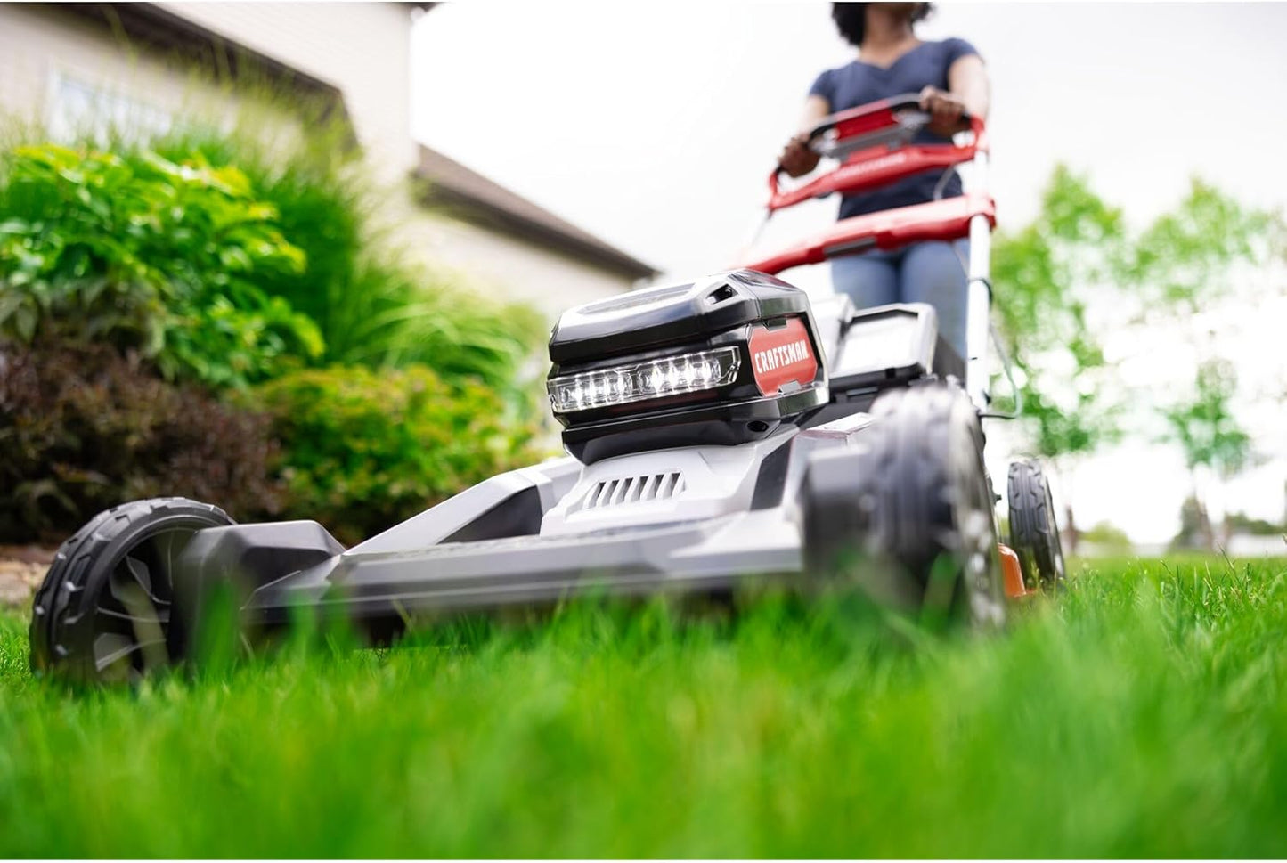 CRAFTSMAN V20 BRUSHLESS RP 21 in Rear Wheel Driver Mower, 2 x 9Ah Batteries and 2 Chargers Included, Up to 70 Min of Runtime, Self-Propelled, LED Headlights, Dual Blades (CMCMWSP320X2)