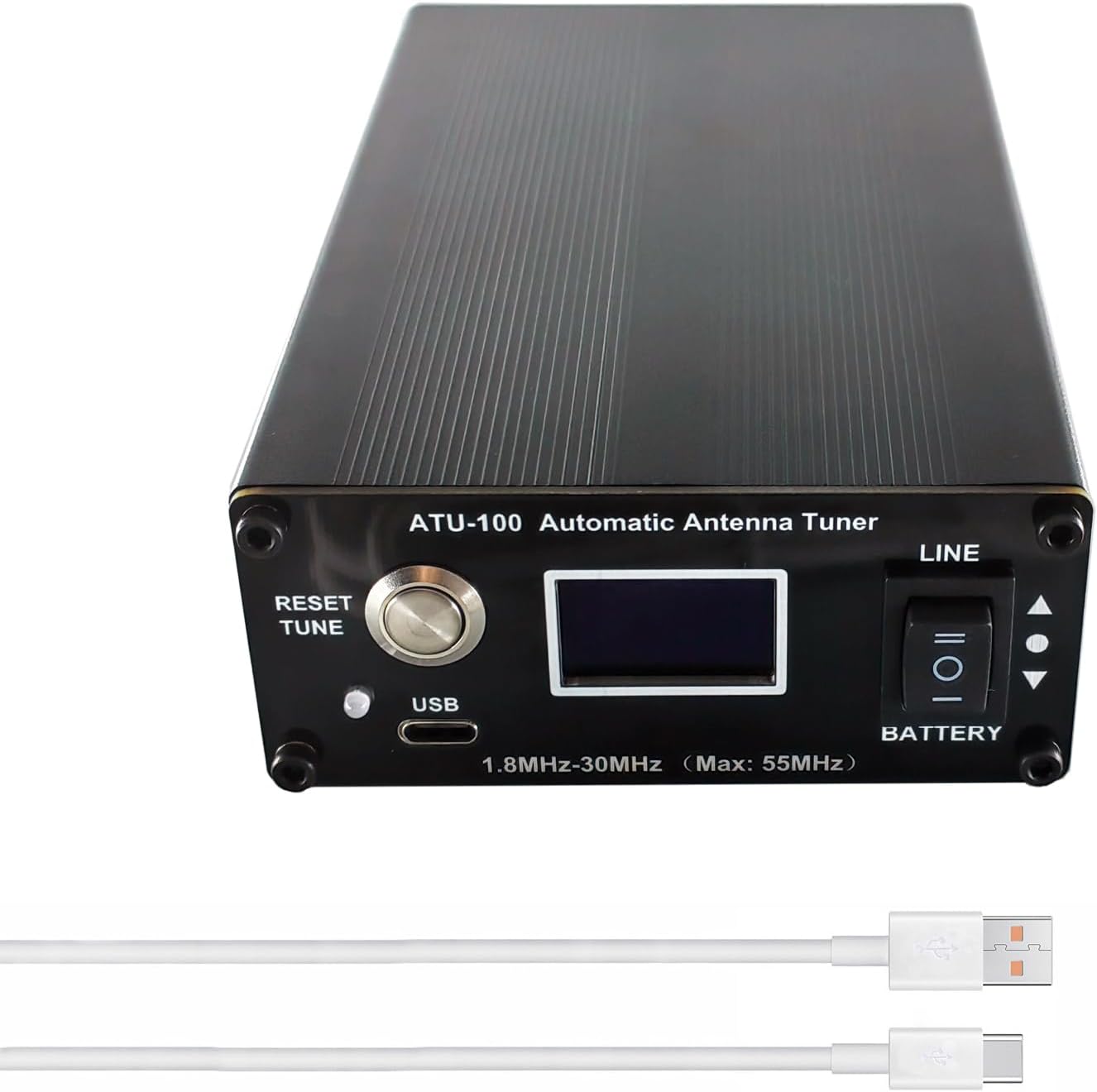 V3.2 ATU-100 EXT Automatic Antenna Tuner for Ham Radio – 1.8-55MHz, Low SWR Tuner, Compact Design, Works with Amateur Radio Equipment, Ideal for POTA/SOTA/DX with 5000mAh Battery