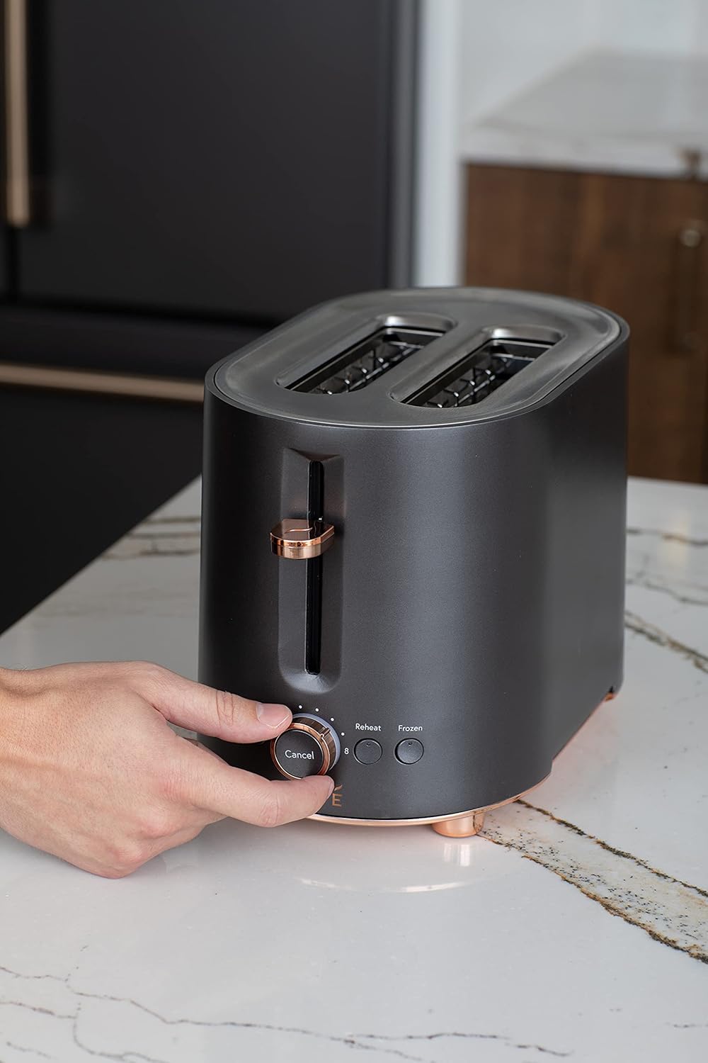 Café Express Finish 2-Slice Toaster | Extra-Wide Slots, Extra Lift for Waffles, Pastries, Texas Toast & More | 4 Pre-Set Functions, 8 Shade Options | Countertop Kitchen Essentials | Matte Black