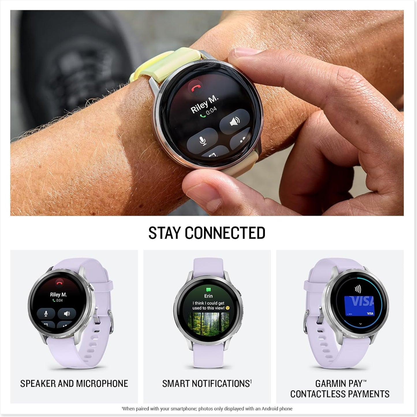 Garmin Venu 4, 41mm, Advanced Fitness Tracker GPS Smartwatch, 1.2" AMOLED Display, Built-in Flashlight, 10 Days of Battery Life, Silver with Periwinkle Silicone Band (Watch Bundle)