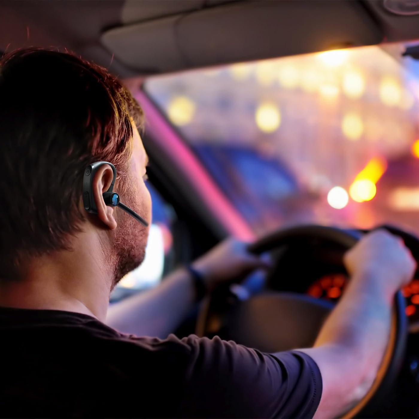 BlueParrott M500‑XT Mono Bluetooth Headset, 93% Noise‑Cancelling AI‑Powered Dual‑Mic, Open‑Ear Design for Rideshare & Delivery Drivers, IP54‑Rated, 11 Hours Talk Time, Black