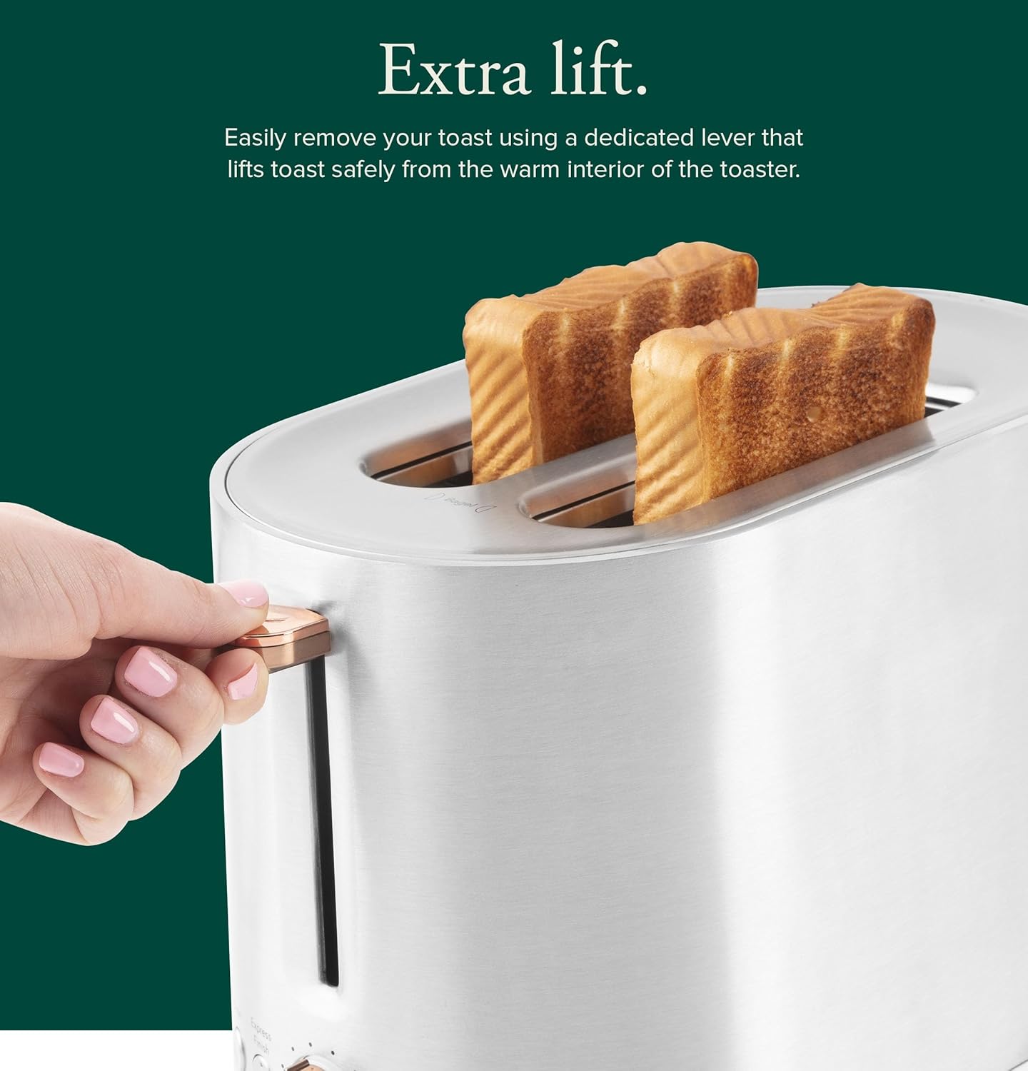 Café Express Finish 2-Slice Toaster | Extra-Wide Slots, Extra Lift for Waffles, Pastries, Texas Toast & More | 4 Pre-Set Functions, 8 Shade Options | Countertop Kitchen Essentials | Matte Black