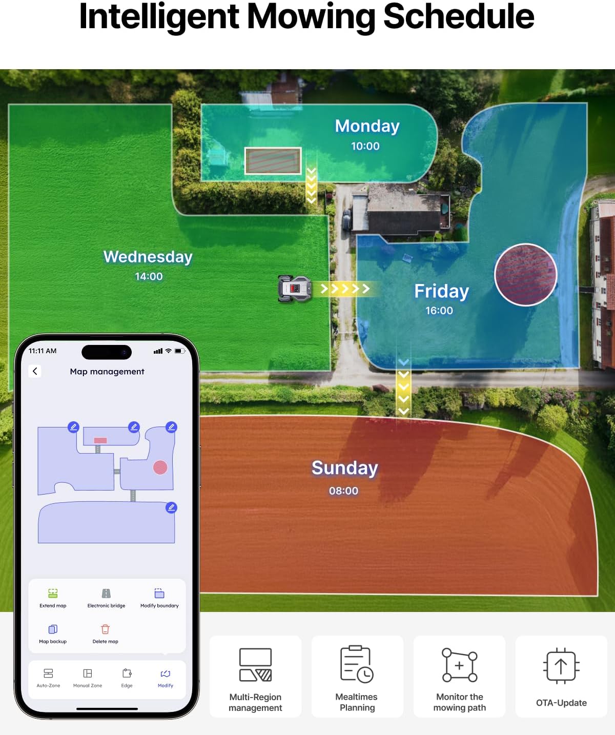 ANTHBOT M9 Robot Lawn Mower 1/4 Acre, Dual Vision+Full-Band RTK Robotic Lawnmower, No Perimeter Wire, App Control Obstacle Avoidance, 45% Slope, Cutting Height, Multi-Zone Mapping