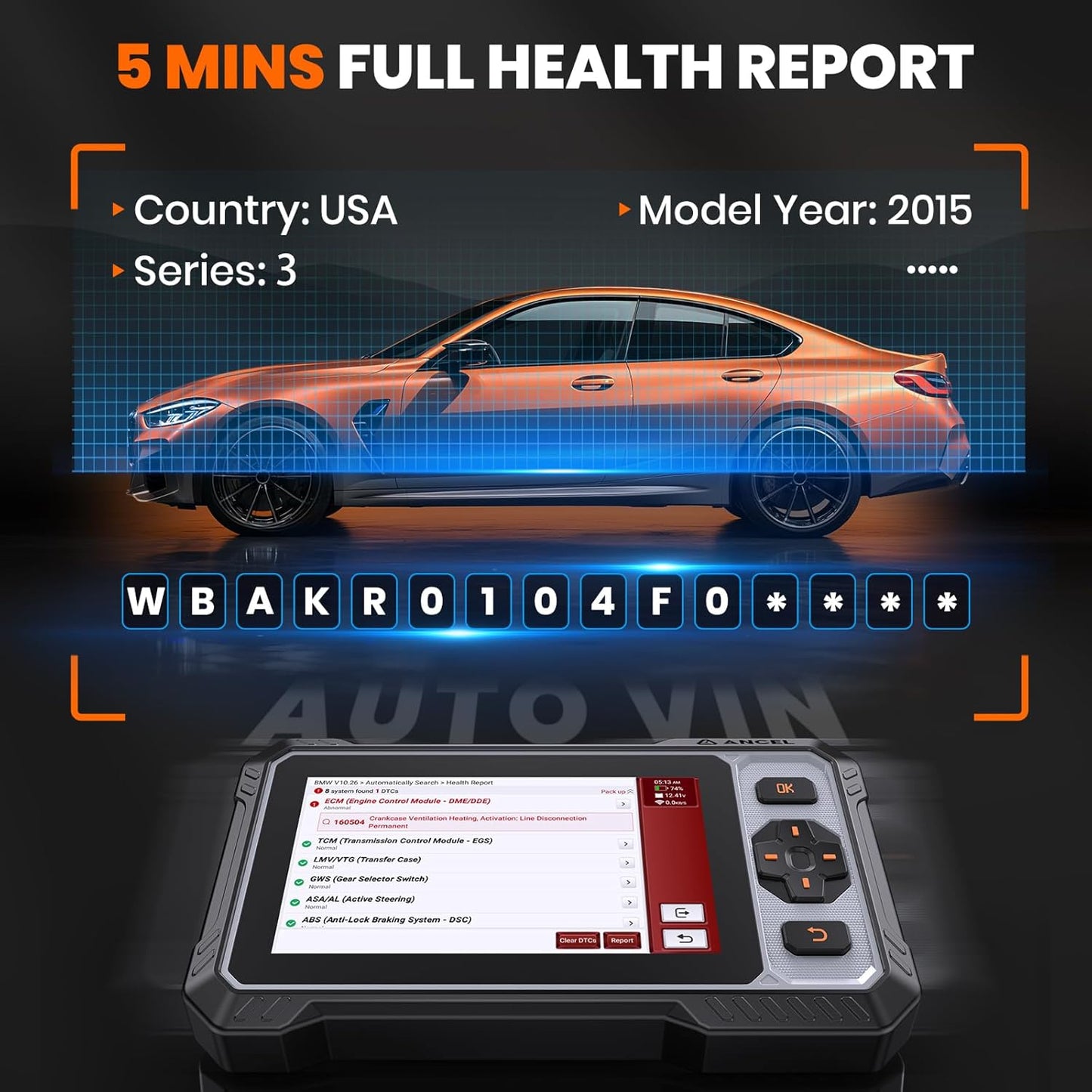 ANCEL FX6000 Bidirectional OBD2 Scanner - ABS, SRS, Transmission & Engine Car Diagnostic Scan Tool with 7+ Reset Services (ABS Bleed, EPB, SAS, BMS, Oil), Auto Scan, Lifetime Free Updates