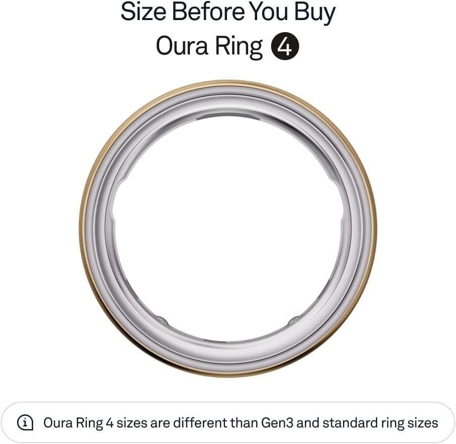 Oura Ring 4 - Gold - Size 8 - Sleep, Activity, Women's Health, AI Advisor, Up to 8 Days of Battery Life, Size Before You Buy, Android & iOS Compatible