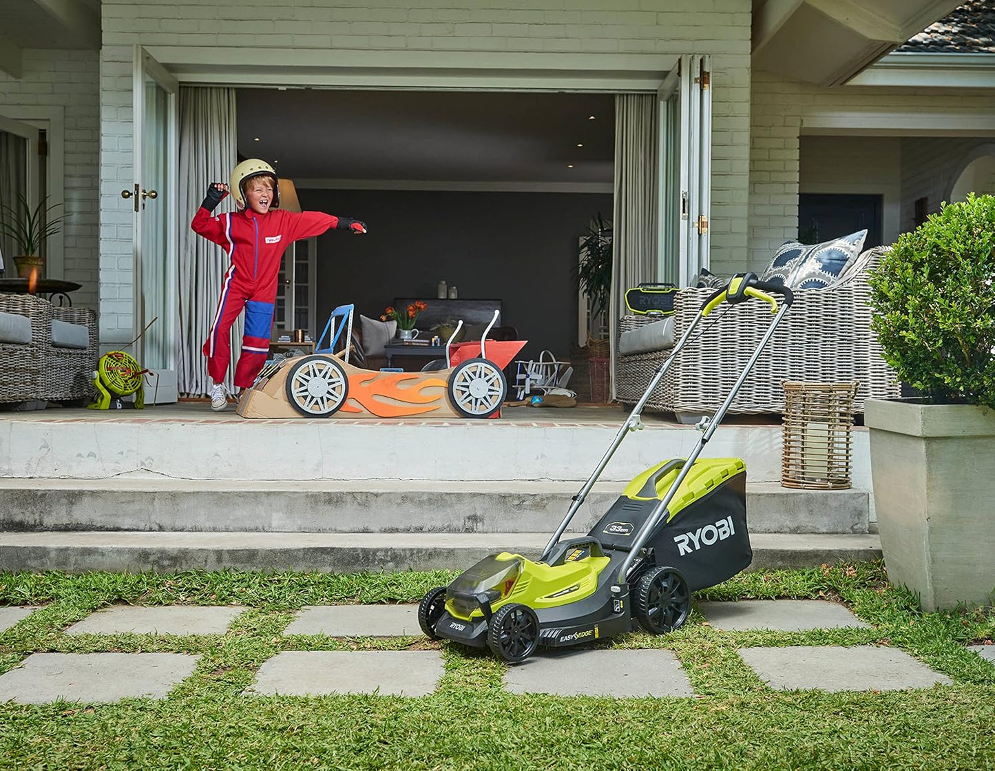 RYOBI 18V ONE+ OLM1833B Cordless Lawnmower - 33cm Cutting Width, Without Battery & Charger, Compact for Small Lawns