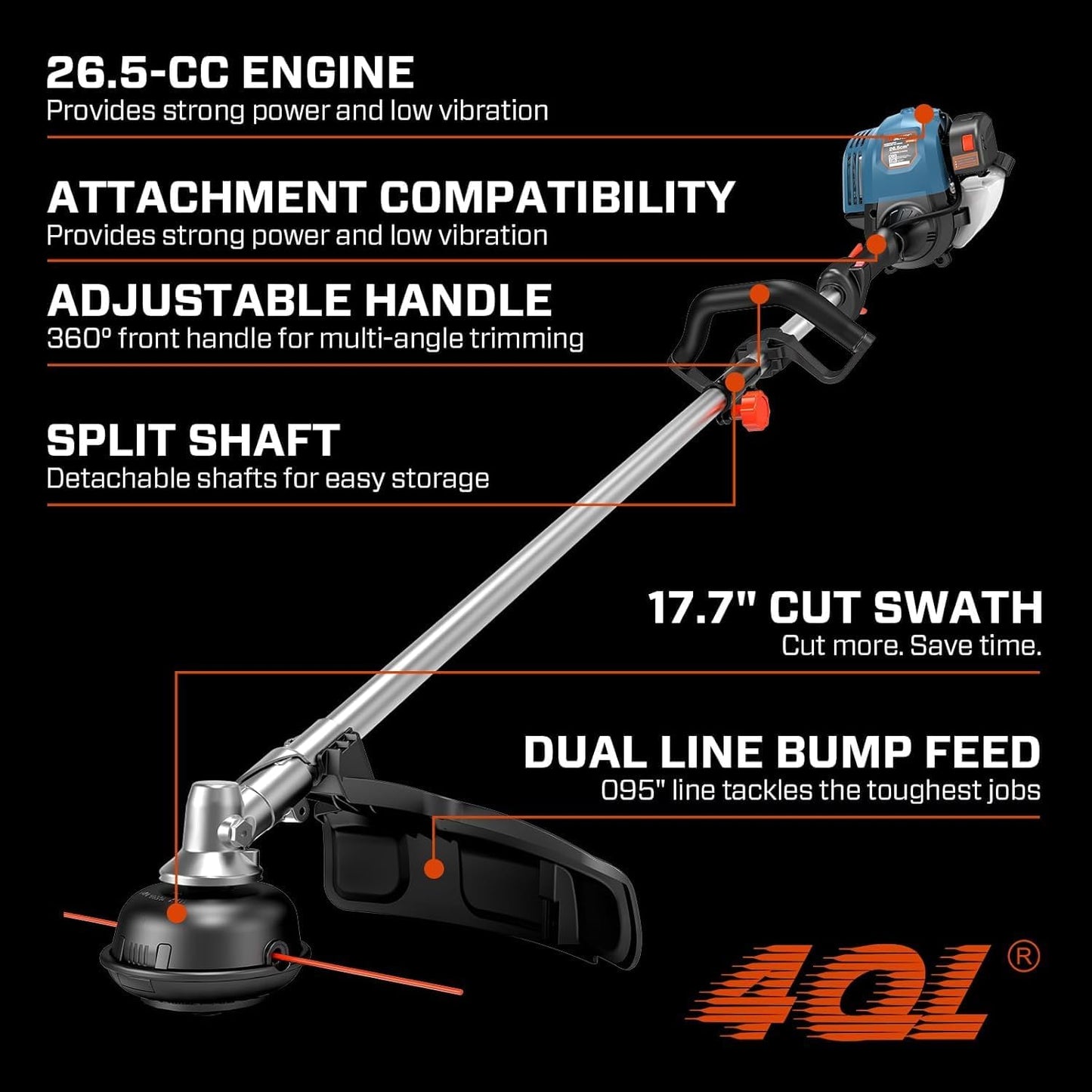 SENIX 22" Self-Propelled Gas Lawn Mower (170cc) +17-Inch 26.5 cc Gas Weed Wacker + 26.5cc Gas Leaf Blower Yard Tool Kit